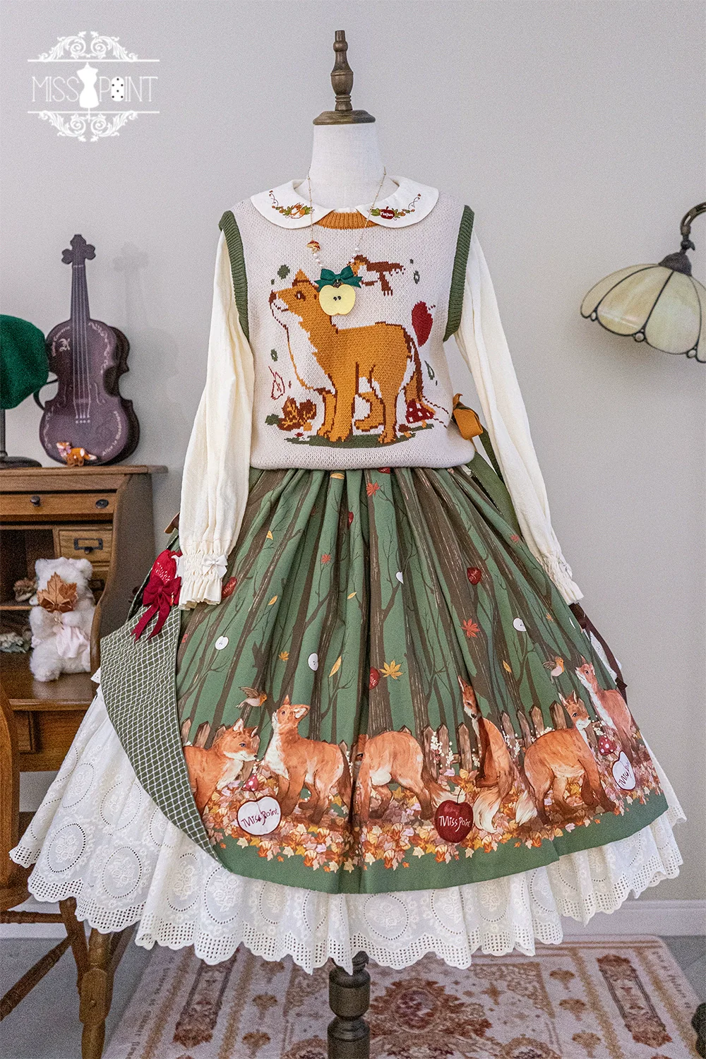 Chubby Fox in the Forest - Kawaii Lolita Vest Customized Lolita Sweater - Image 30