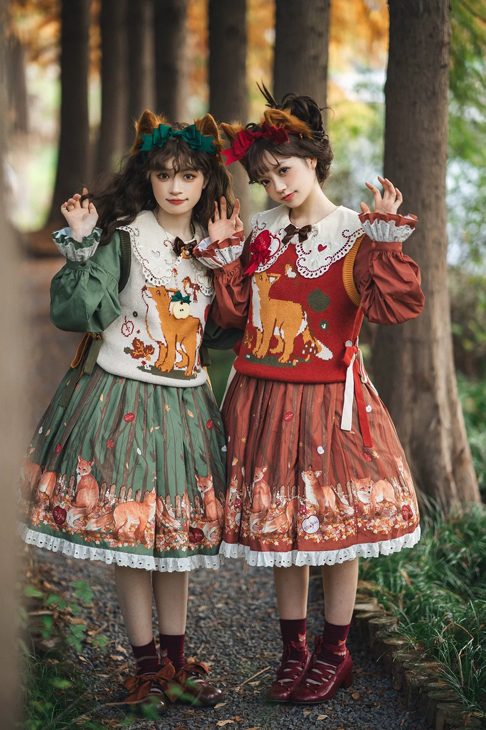 Chubby Fox in the Forest - Kawaii Lolita Vest Customized Lolita Sweater - Image 4