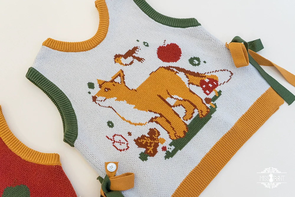 Chubby Fox in the Forest - Kawaii Lolita Vest Customized Lolita Sweater - Image 40