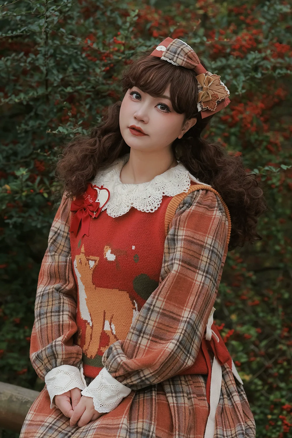 Chubby Fox in the Forest - Kawaii Lolita Vest Customized Lolita Sweater - Image 44