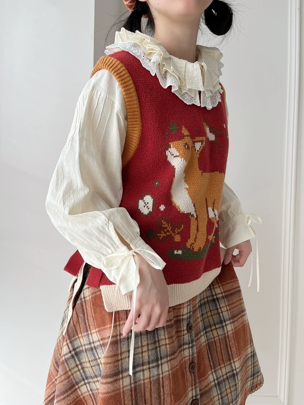 Chubby Fox in the Forest - Kawaii Lolita Vest Customized Lolita Sweater - Image 50