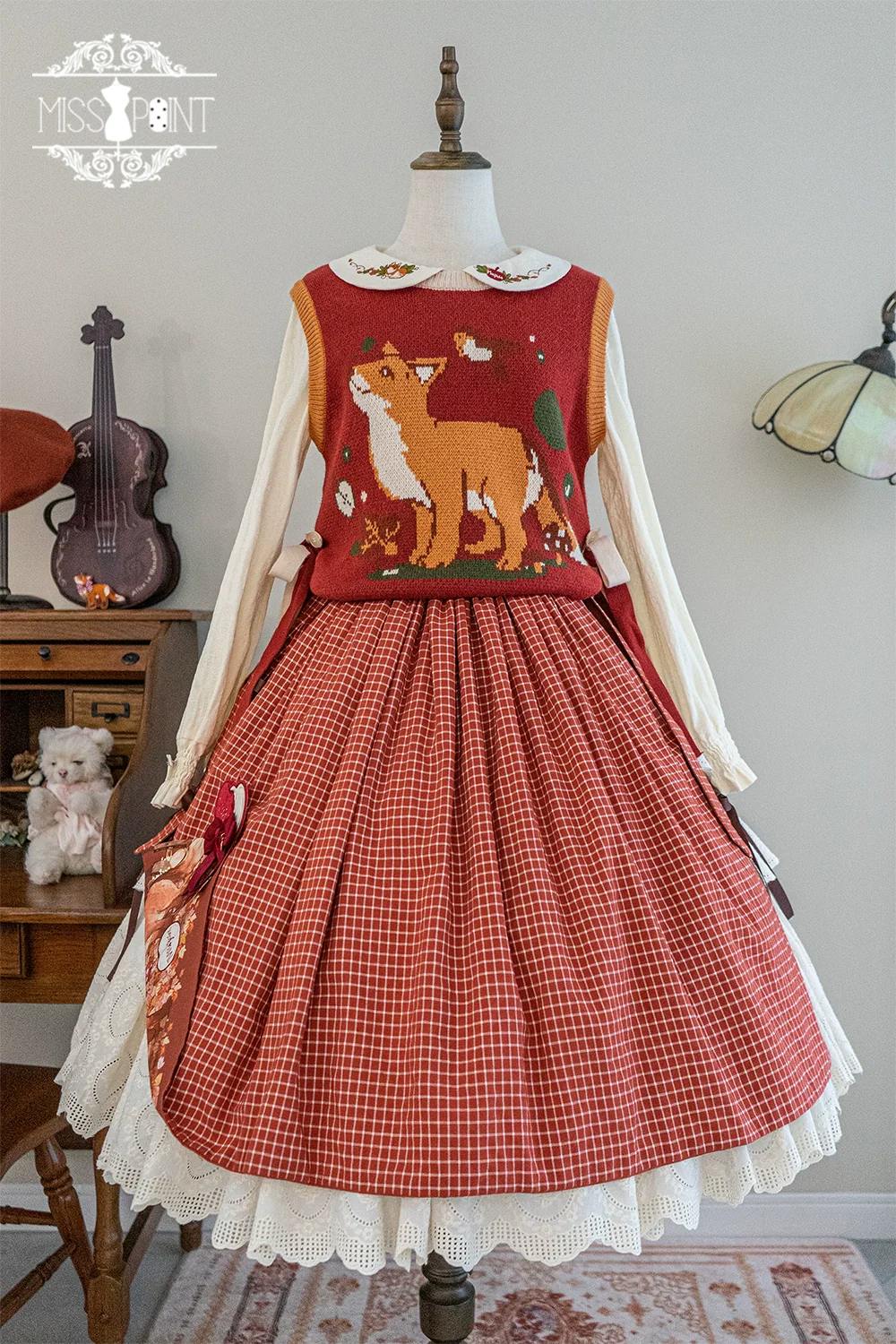 Chubby Fox in the Forest - Kawaii Lolita Vest Customized Lolita Sweater - Image 53