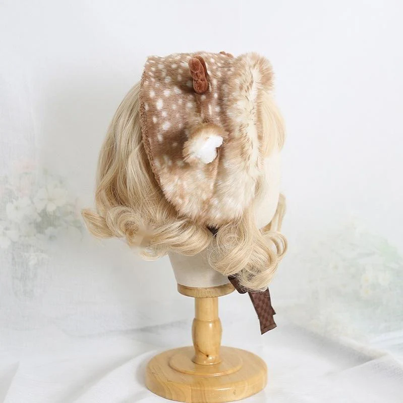 Xiaogui - Deer Spot - Kawaii Lolita Warmer Hat Japanese Sweet Deer Earmuff Hat - Image 5