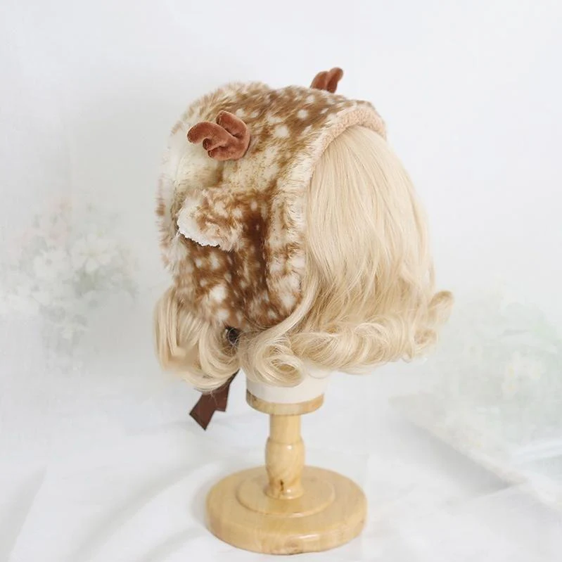 Xiaogui - Deer Spot - Kawaii Lolita Warmer Hat Japanese Sweet Deer Earmuff Hat - Image 7