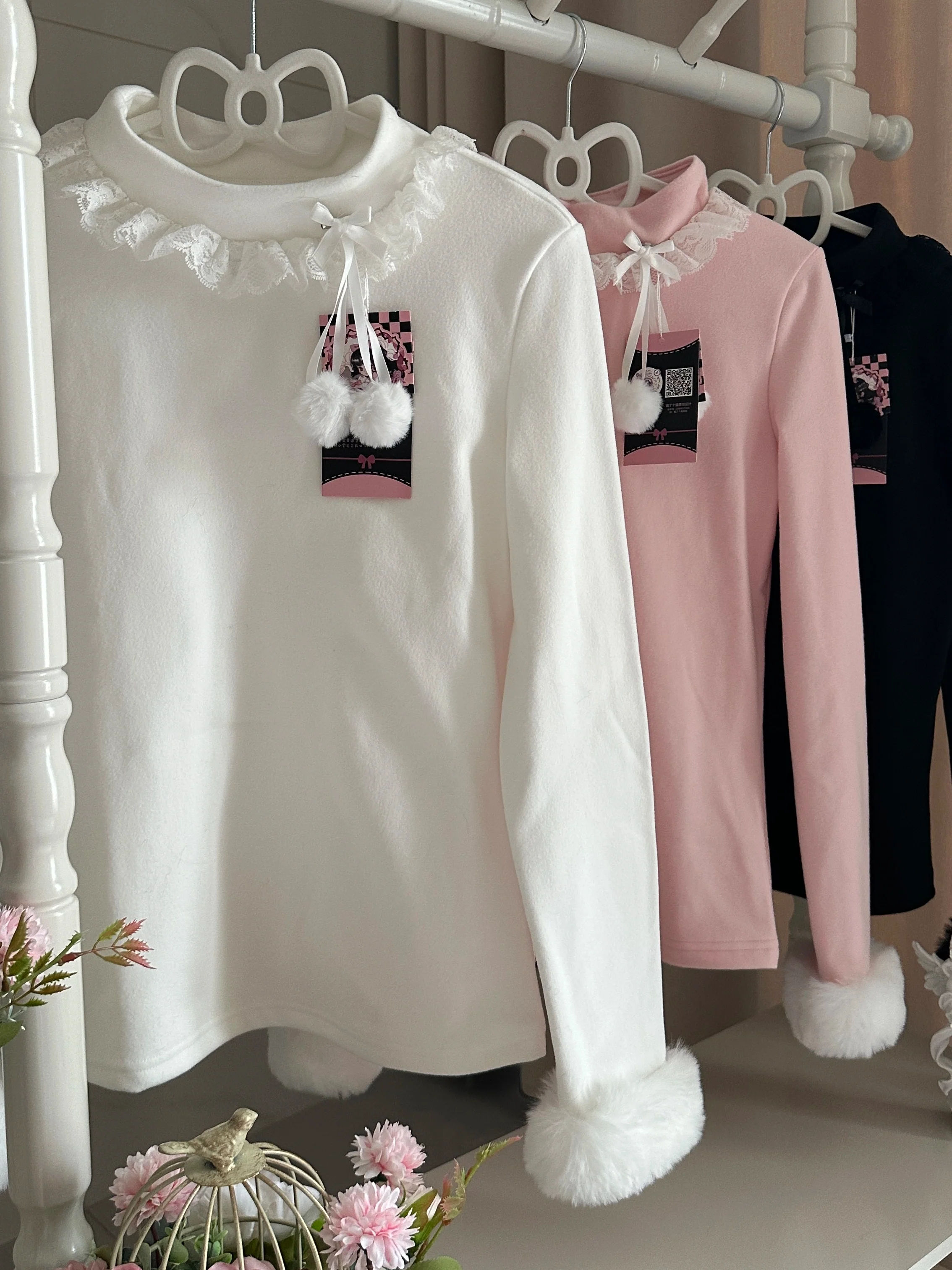 MeowMeow - Pom Pom - Kawaii Lolita Winter Innerwear, Fuzzy Cuffs - Image 3
