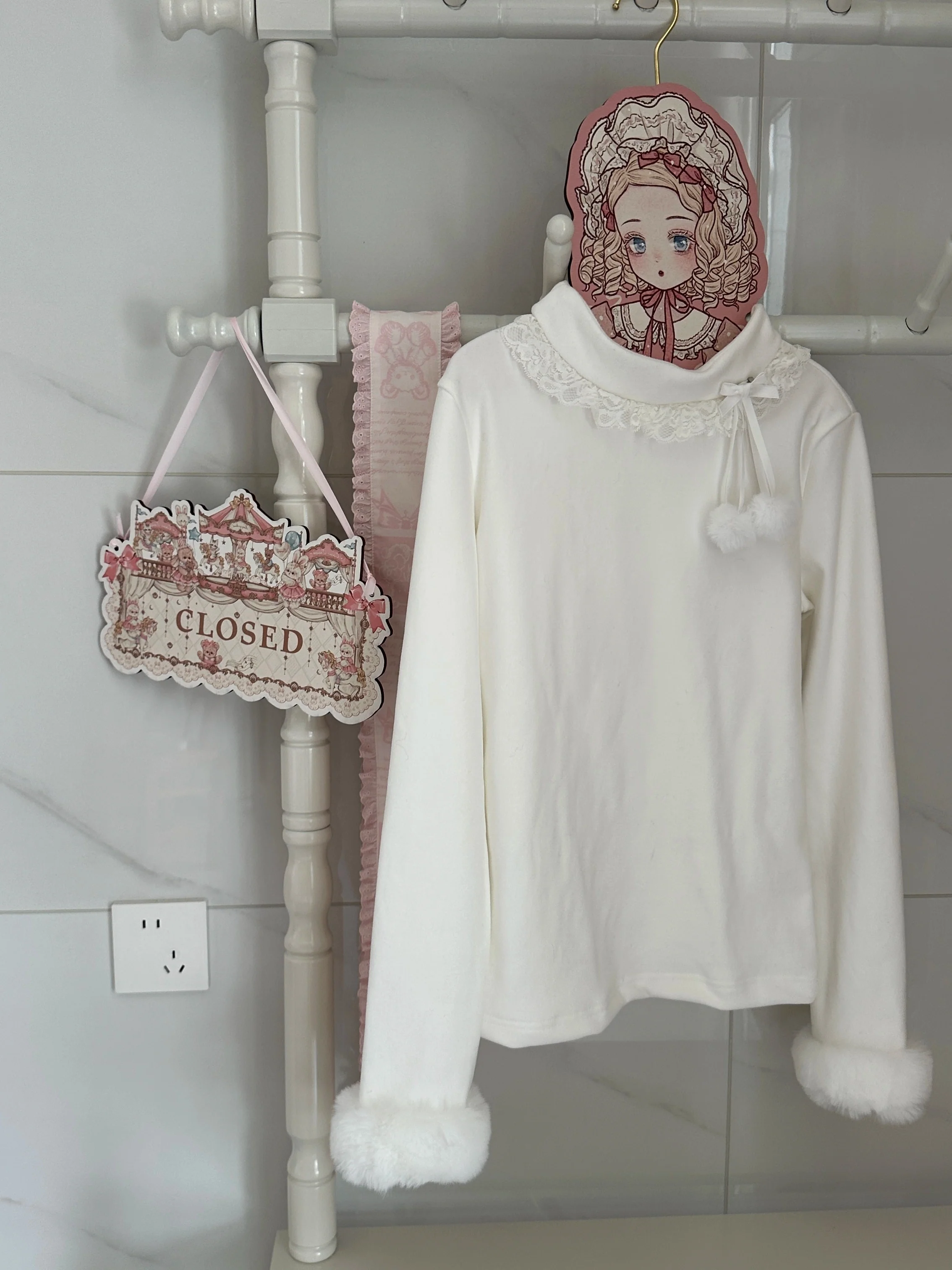MeowMeow - Pom Pom - Kawaii Lolita Winter Innerwear, Fuzzy Cuffs - Image 5
