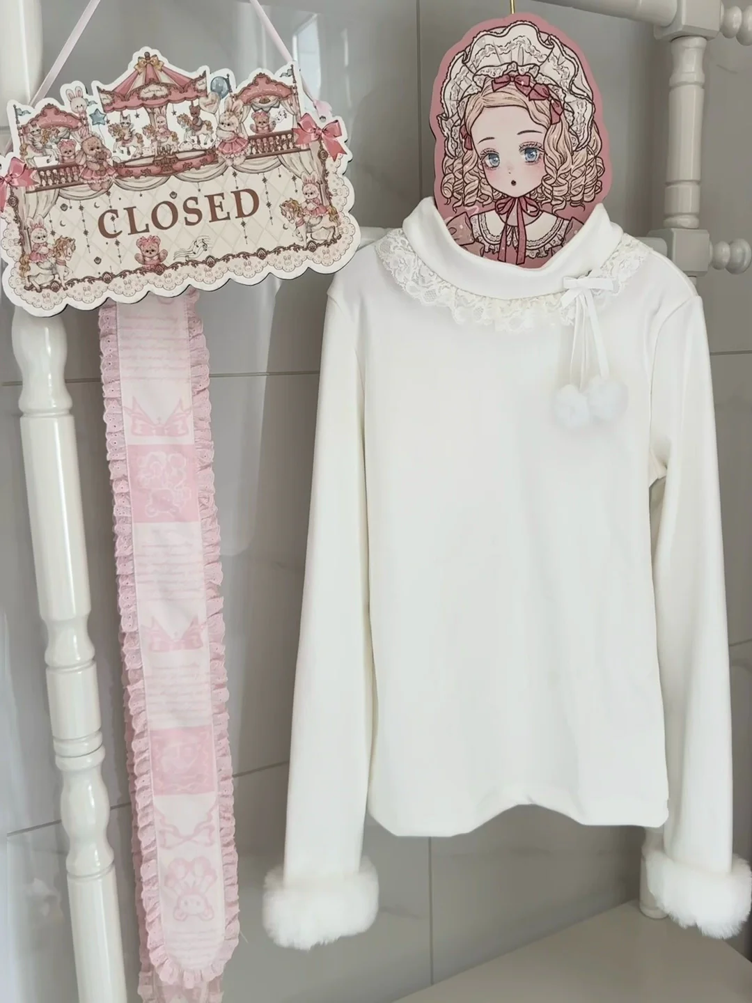 MeowMeow - Pom Pom - Kawaii Lolita Winter Innerwear, Fuzzy Cuffs - Image 6
