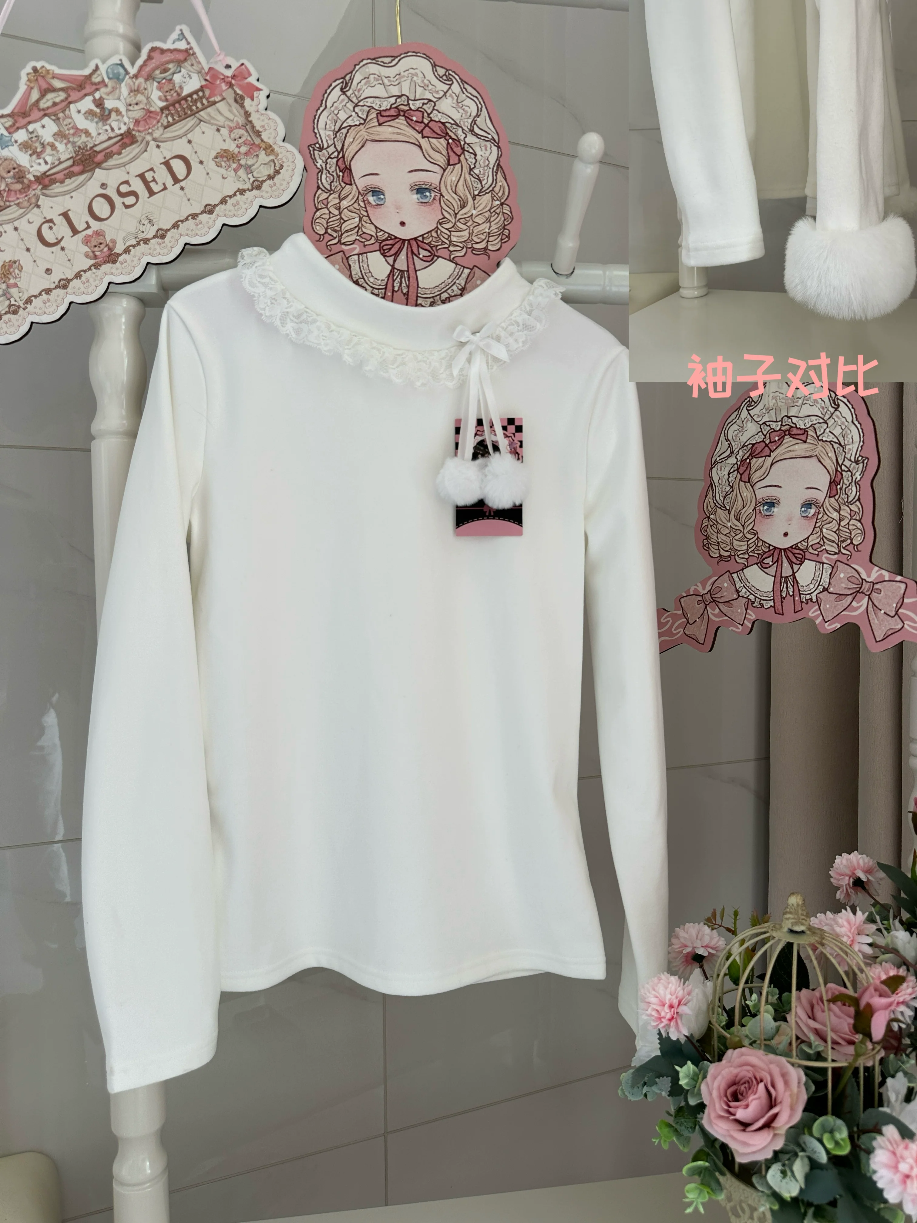 MeowMeow - Pom Pom - Kawaii Lolita Winter Innerwear, Fuzzy Cuffs - Image 7