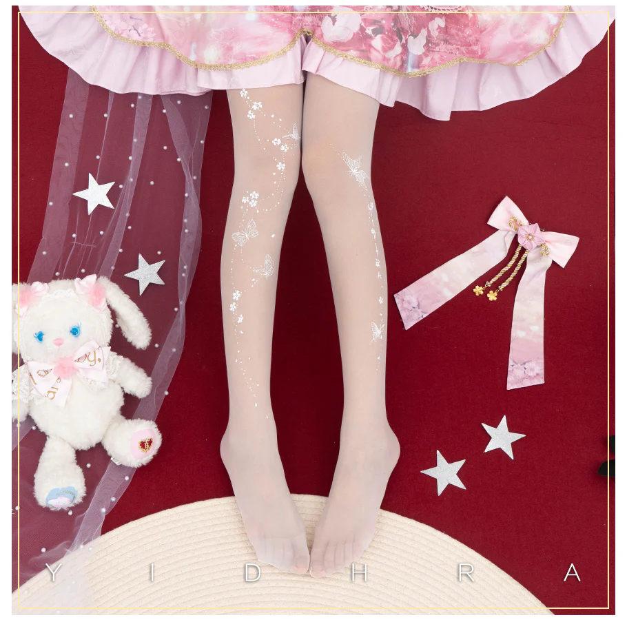 Yidhra - Butterfly Flowers - Summer 20D Velvet Lolita Tights - Image 3