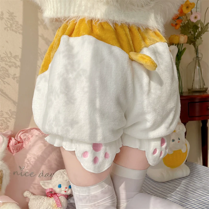 Kawaii Winter Lolita Warm Velvet Bloomers with Corgi Tail - Image 11