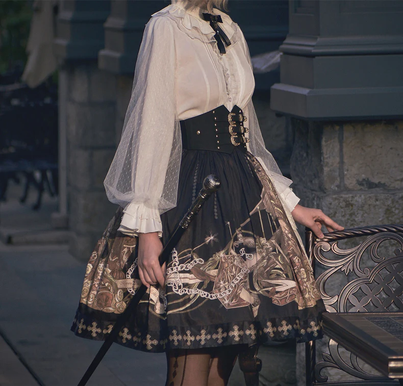 Braver's Battle - Classic Lolita Patchwork Printed Skirt - Image 2