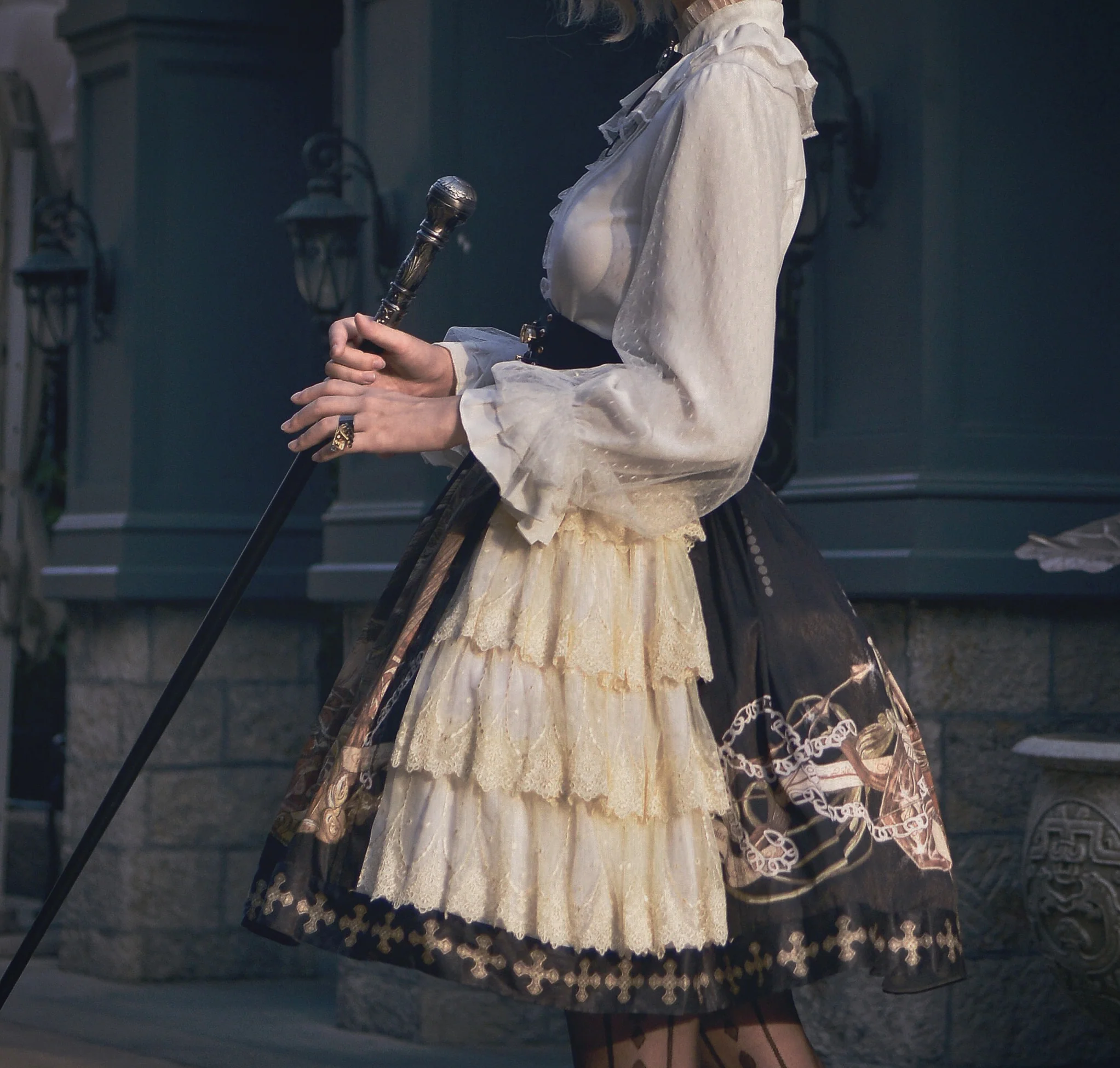 Braver's Battle - Classic Lolita Patchwork Printed Skirt - Image 4