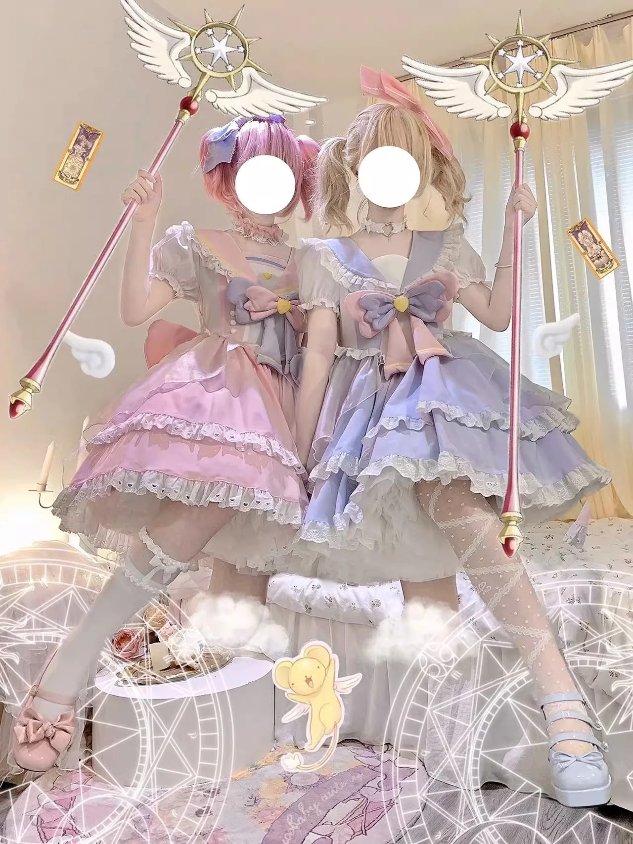 Labixiaoxin - Sweet Lolita OP Dress Navy Collar Pastel Tiered Dress - Image 11