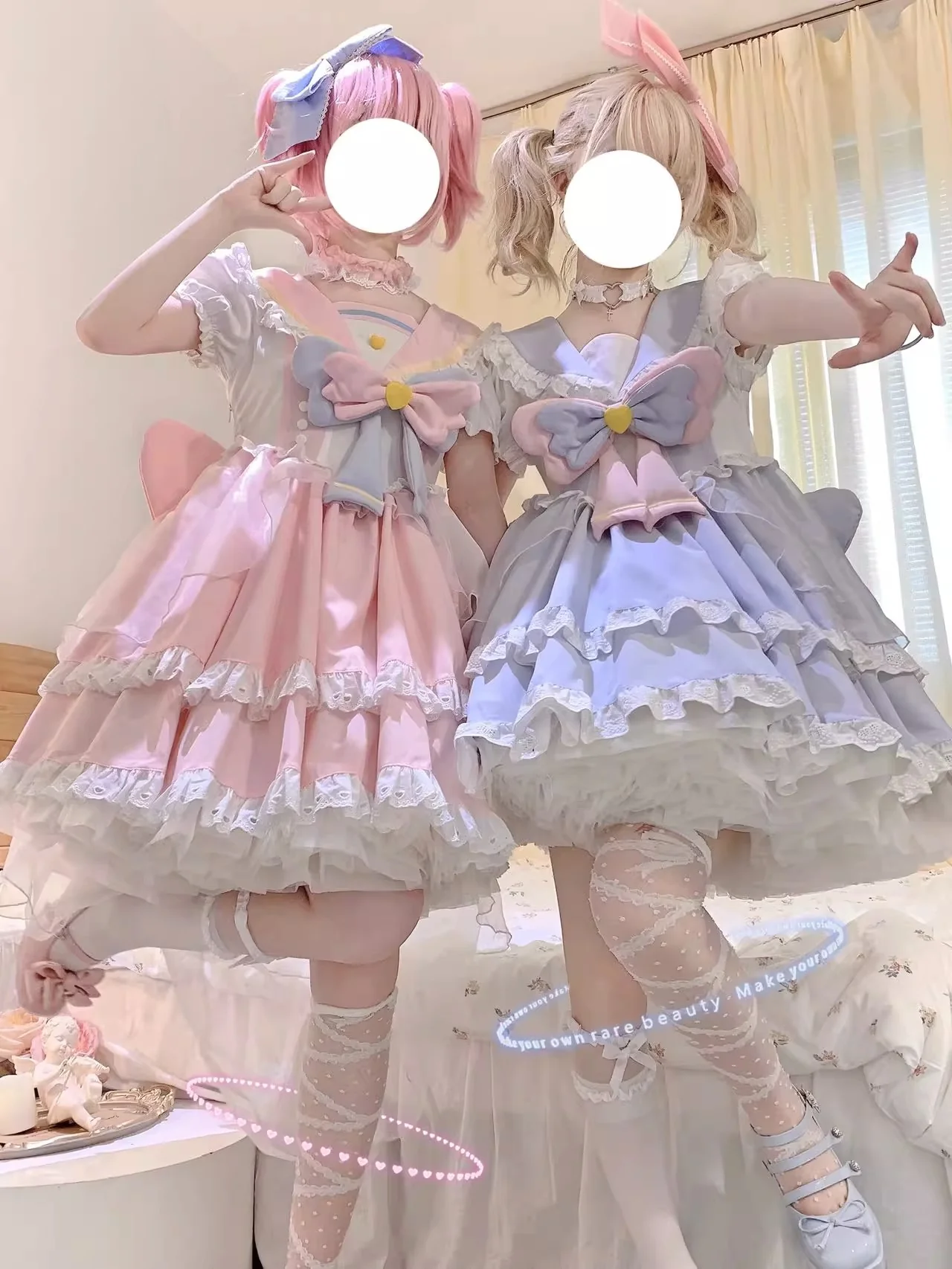Labixiaoxin - Sweet Lolita OP Dress Navy Collar Pastel Tiered Dress - Image 7