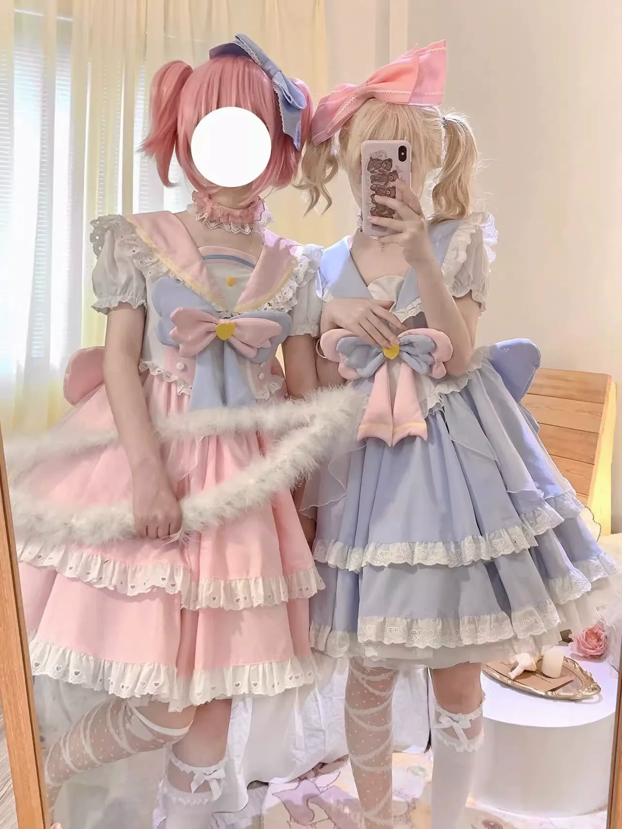 Labixiaoxin - Sweet Lolita OP Dress Navy Collar Pastel Tiered Dress - Image 9