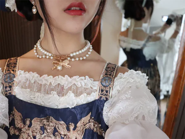 Pearl Chain Lace Bow Lolita Kawaii Necklace - Image 13