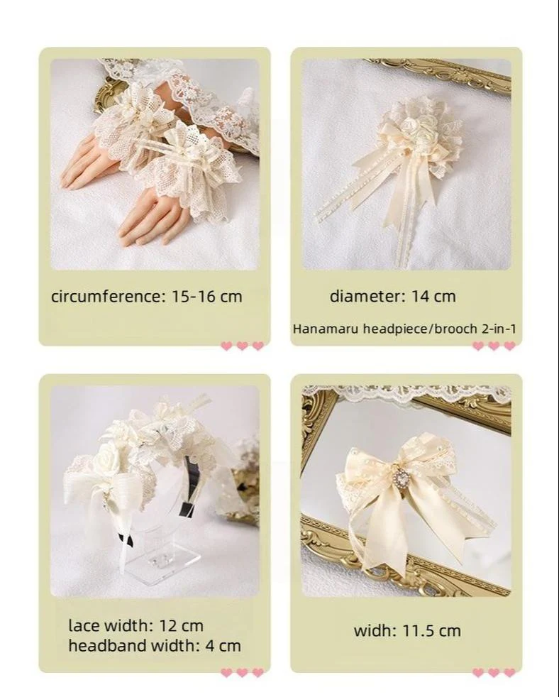 Xiaogui - Lace Lolita Headdress Set With Bow/Ruffle Details - Image 11