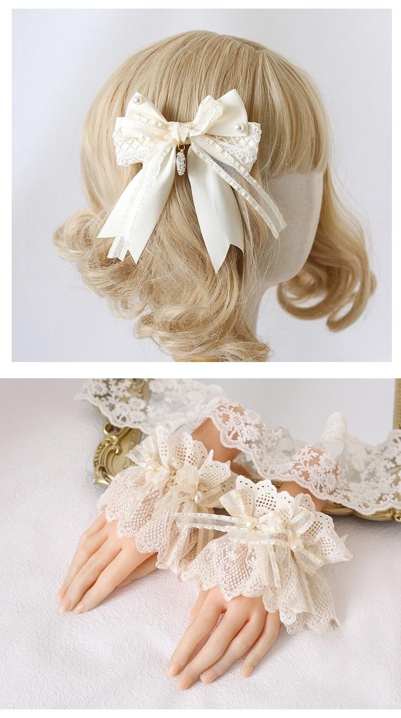 Xiaogui - Lace Lolita Headdress Set With Bow/Ruffle Details - Image 3
