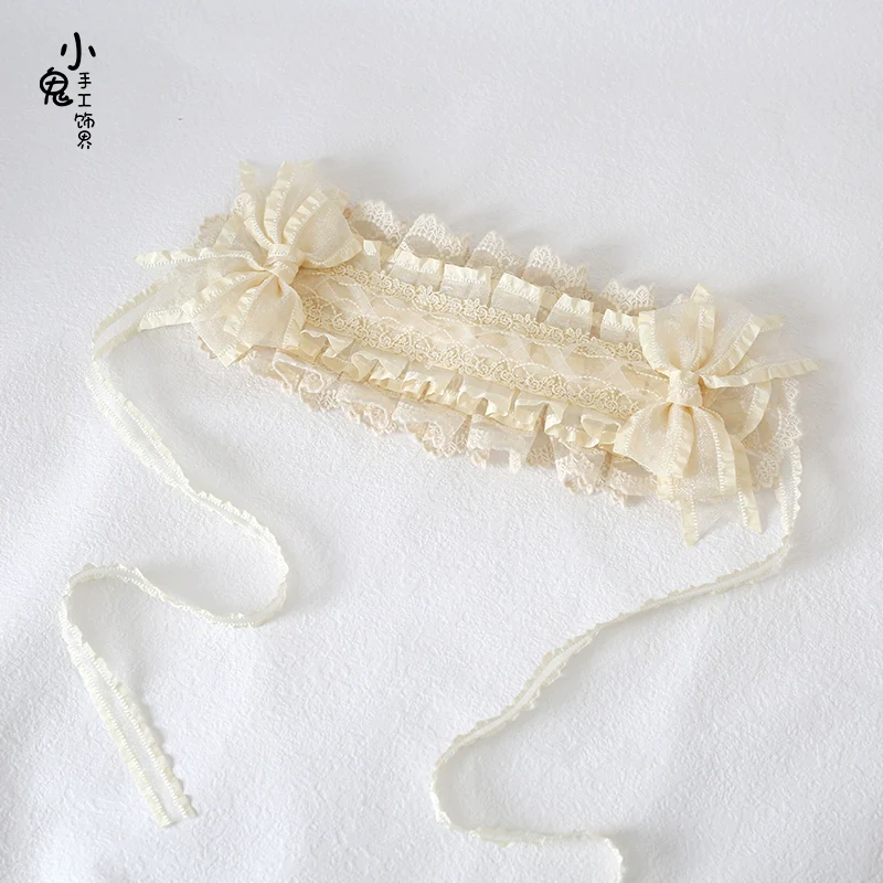 Xiaogui - Lace Lolita Headdress Set With Bow/Ruffle Details - Image 5