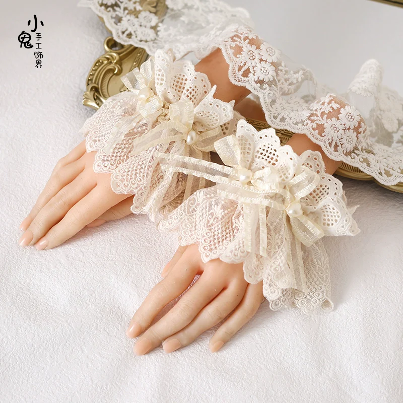 Xiaogui - Lace Lolita Headdress Set With Bow/Ruffle Details - Image 6