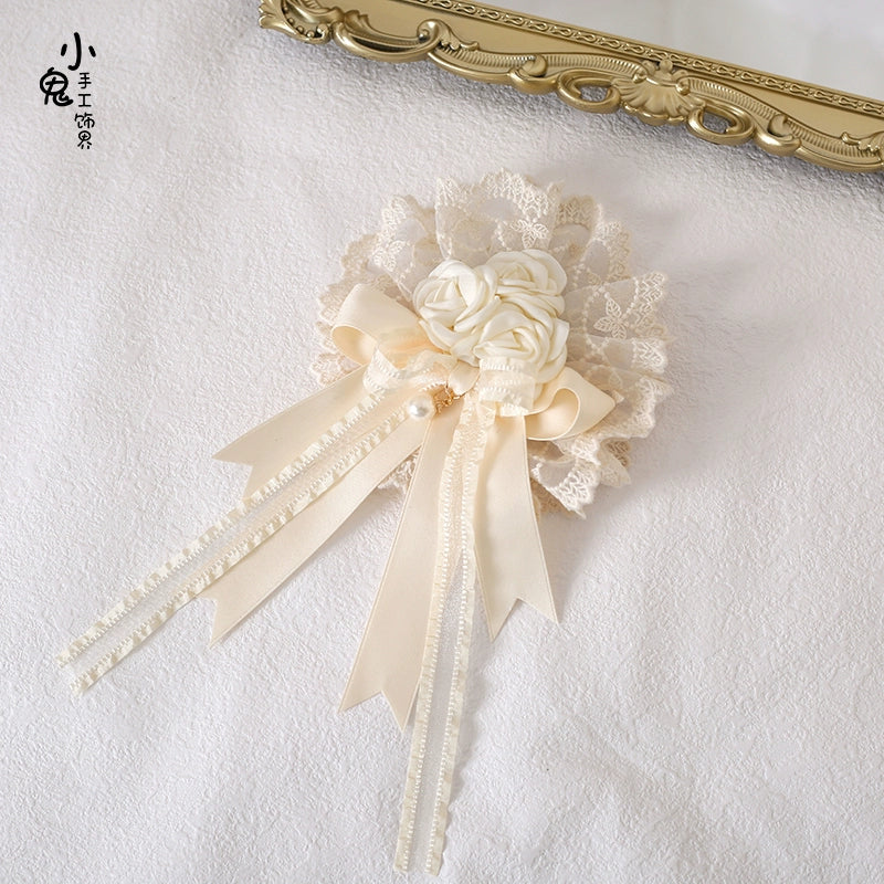 Xiaogui - Lace Lolita Headdress Set With Bow/Ruffle Details - Image 7