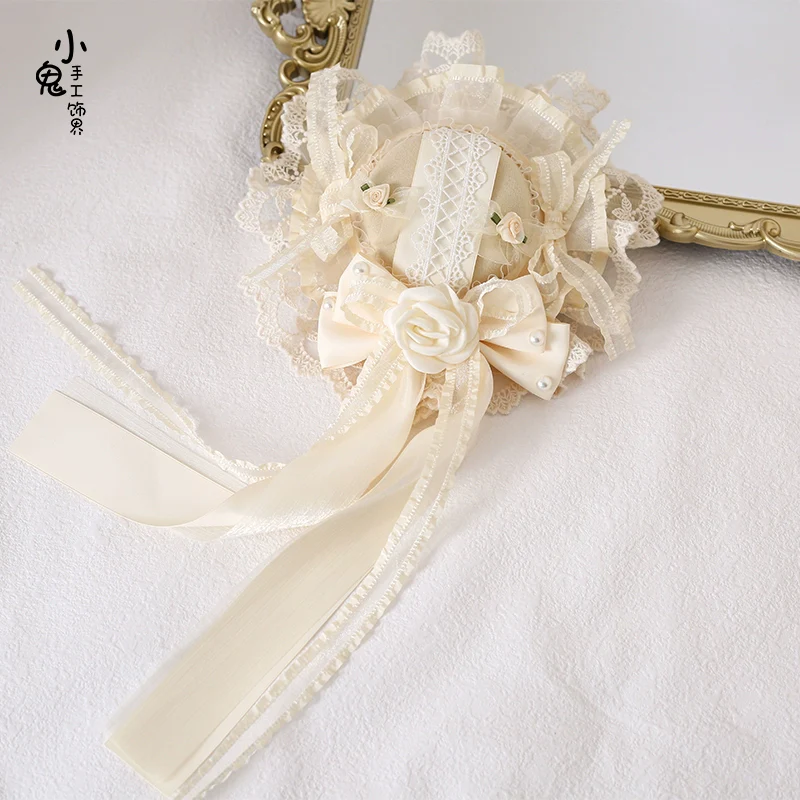Xiaogui - Lace Lolita Headdress Set With Bow/Ruffle Details - Image 8
