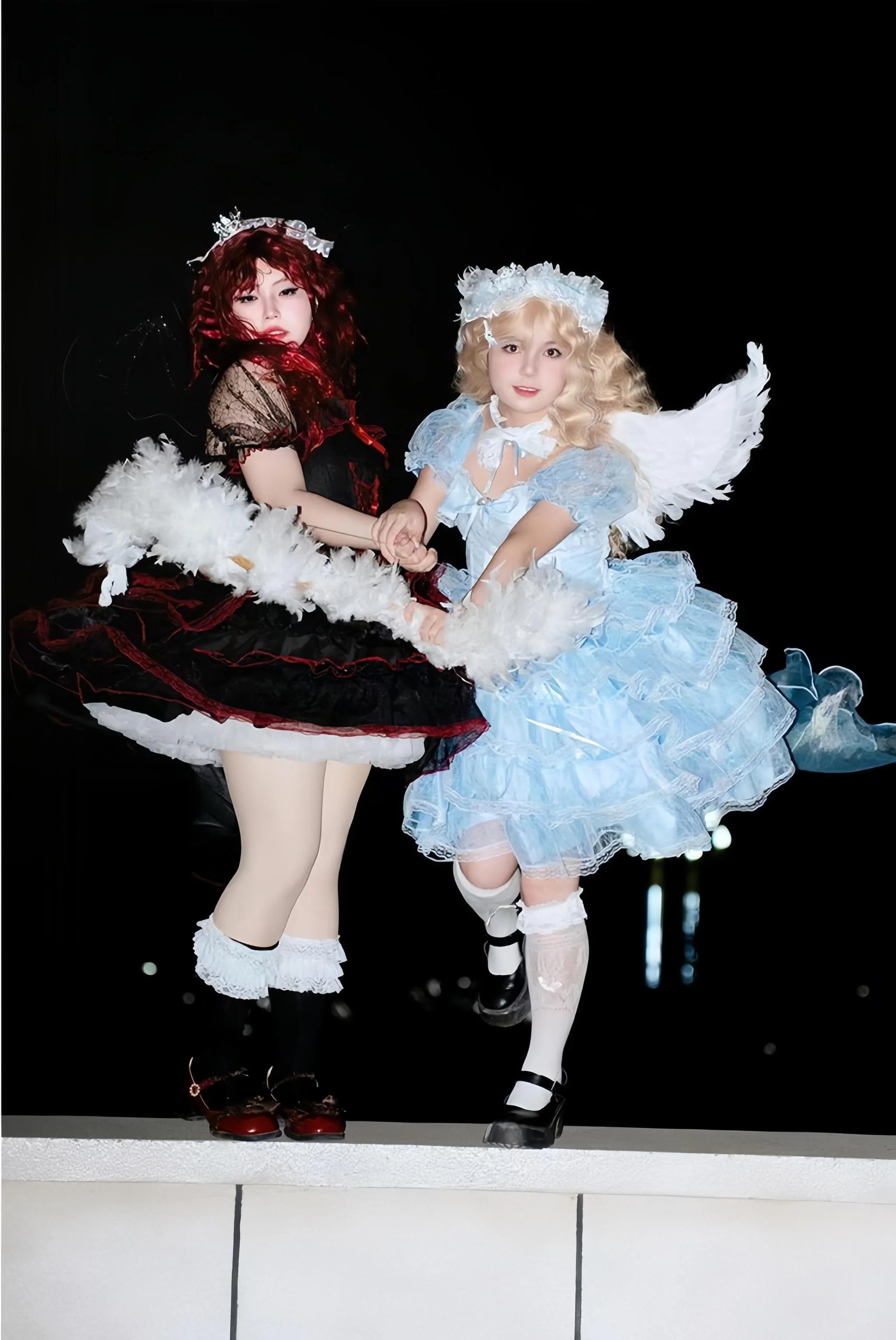 Daydream Whisper - Shisan District - Wedding Lolita OP Suit with Angel Demon Wings - Image 2