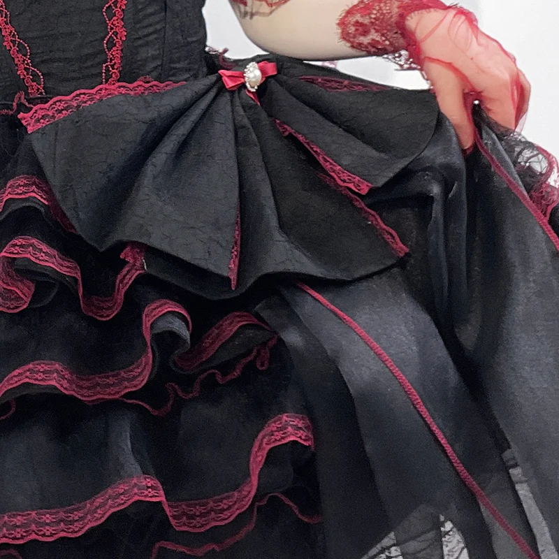 Daydream Whisper - Shisan District - Wedding Lolita OP Suit with Angel Demon Wings - Image 25