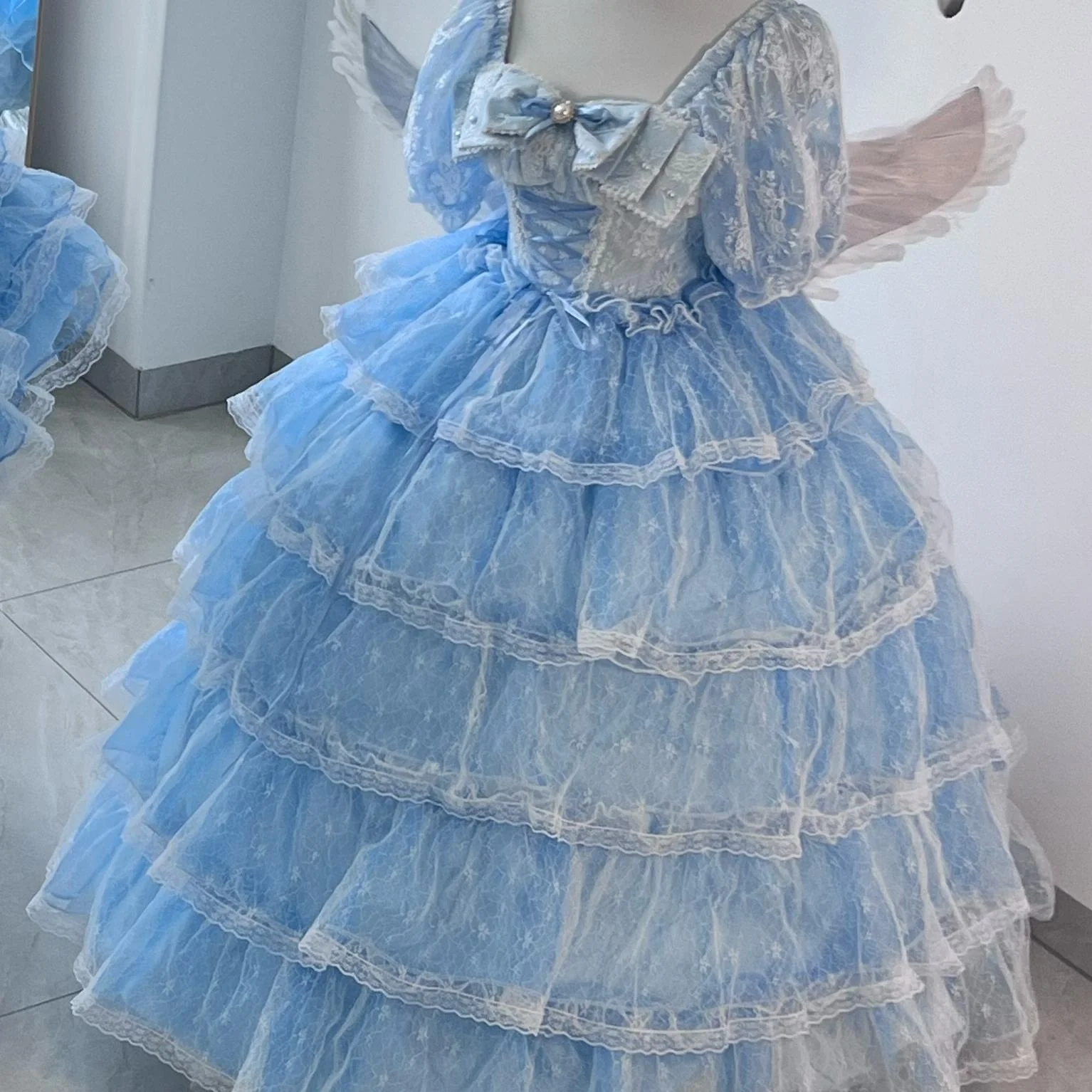 Daydream Whisper - Shisan District - Wedding Lolita OP Suit with Angel Demon Wings - Image 29