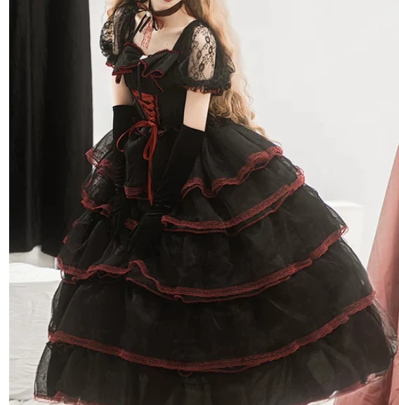 Daydream Whisper - Shisan District - Wedding Lolita OP Suit with Angel Demon Wings - Image 30