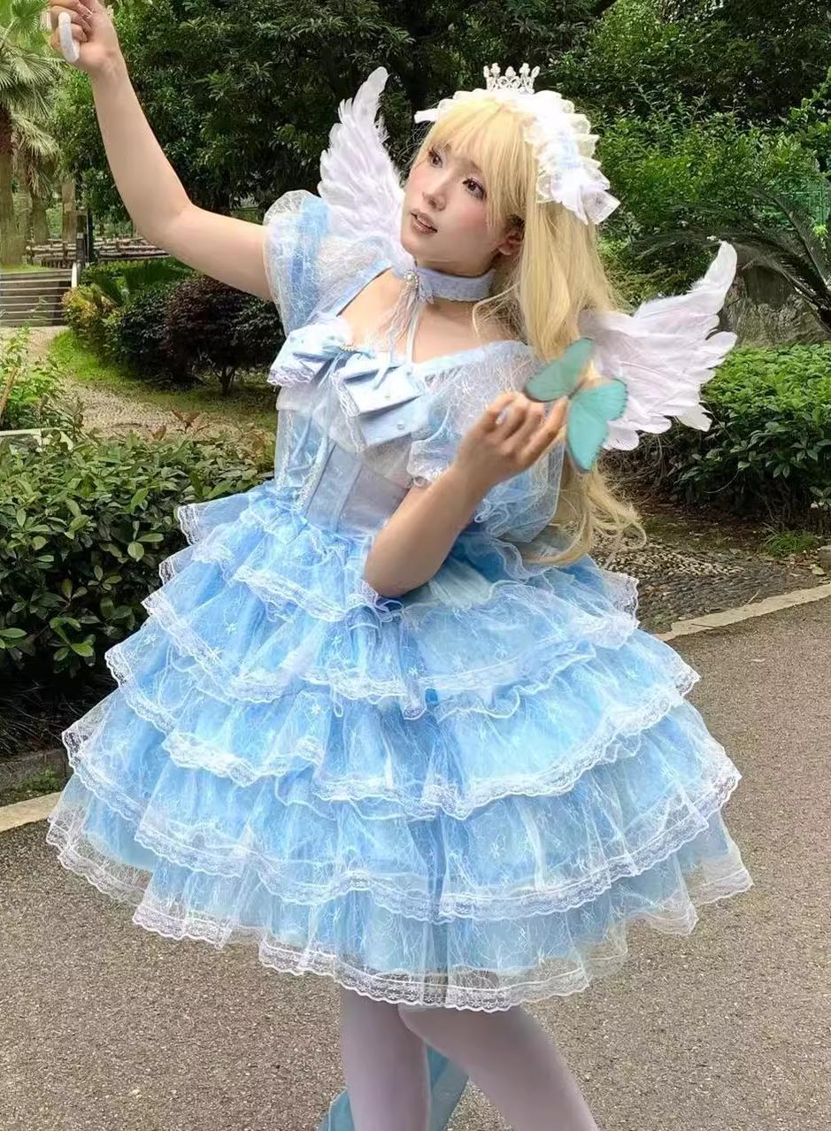 Daydream Whisper - Shisan District - Wedding Lolita OP Suit with Angel Demon Wings - Image 5