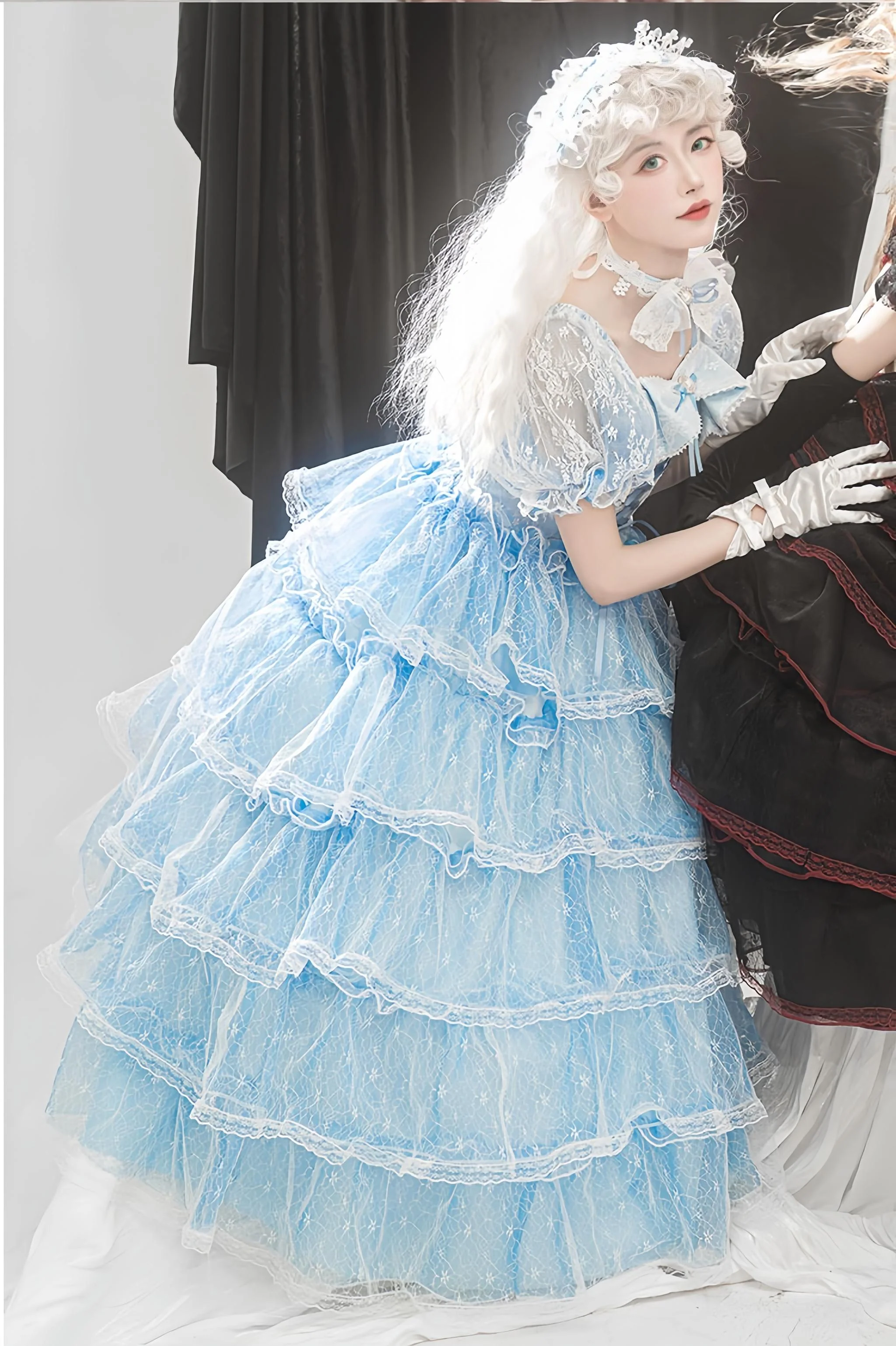 Daydream Whisper - Shisan District - Wedding Lolita OP Suit with Angel Demon Wings - Image 7