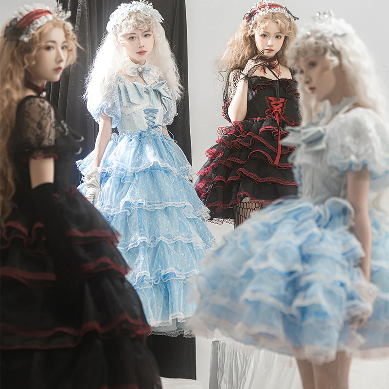 Daydream Whisper - Shisan District - Wedding Lolita OP Suit with Angel Demon Wings - Image 9