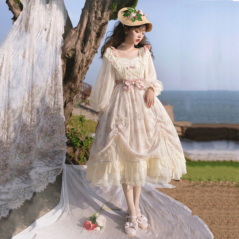 Time Stationery - Elegant Lolita Long Sleeve OP Dress - Image 2