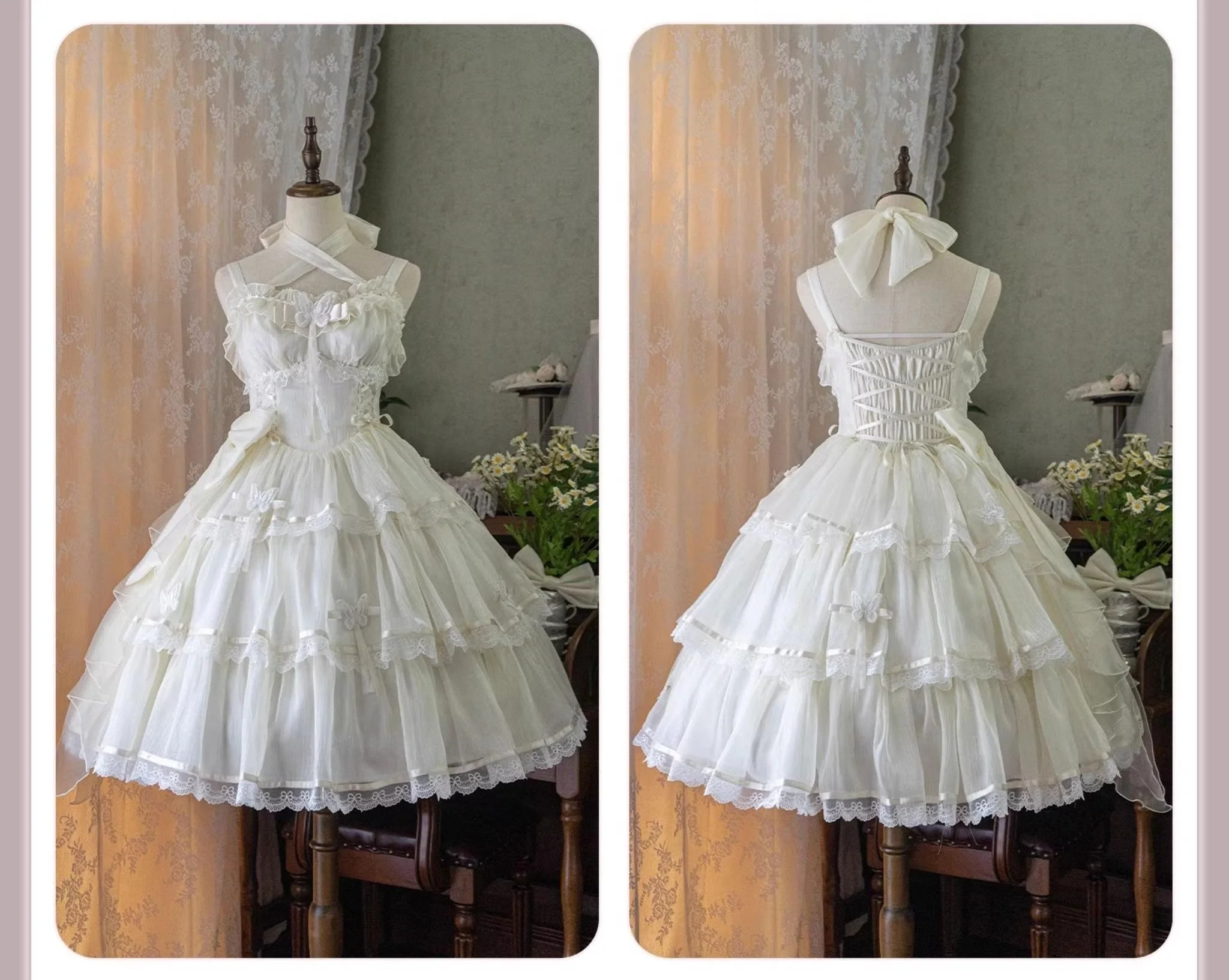 MEEKWIND - Miss Flora - Light Bridal Lolita Dress Gauze OP and JSK - Image 12