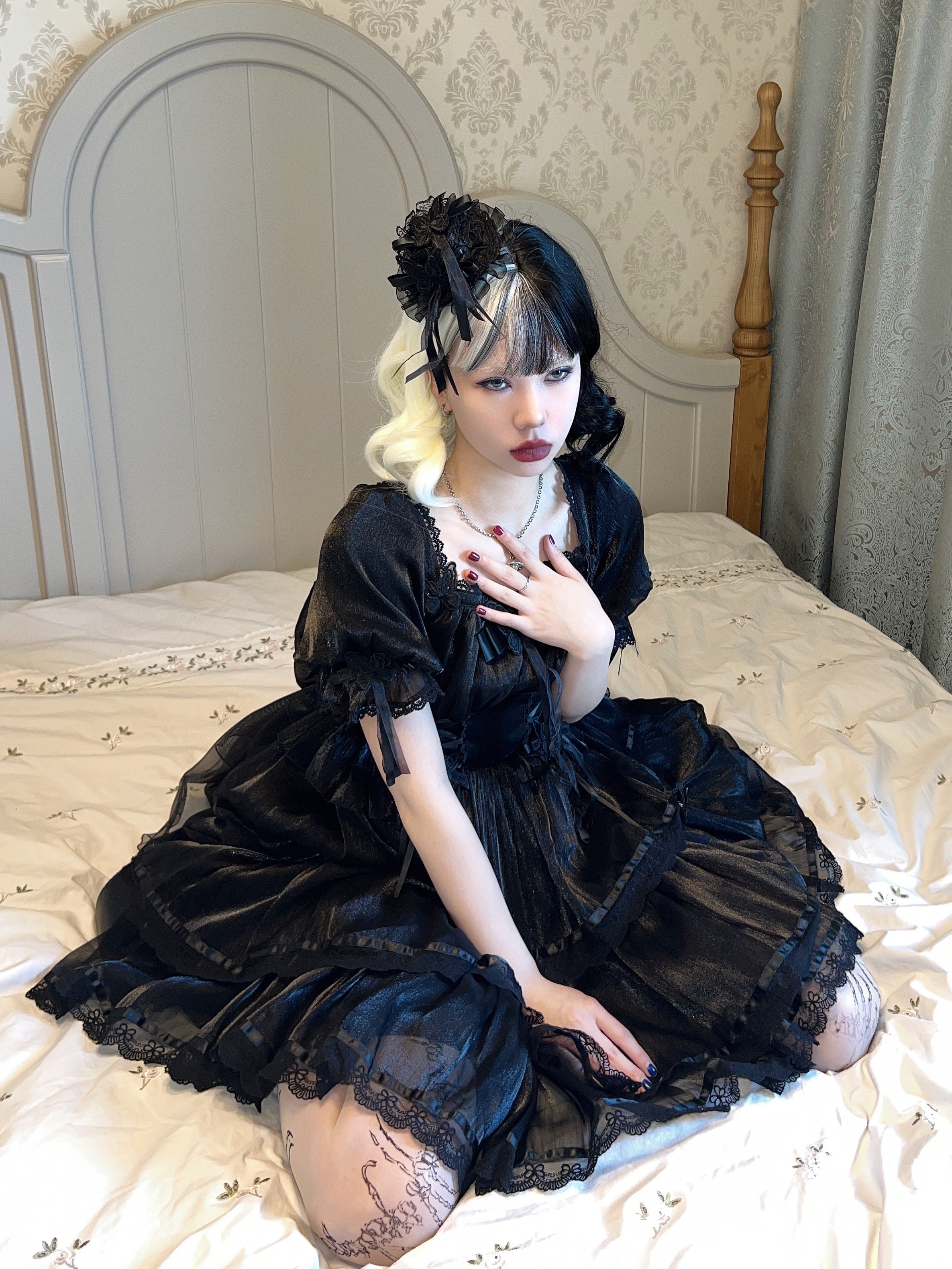 MEEKWIND - Miss Flora - Light Bridal Lolita Dress Gauze OP and JSK - Image 9