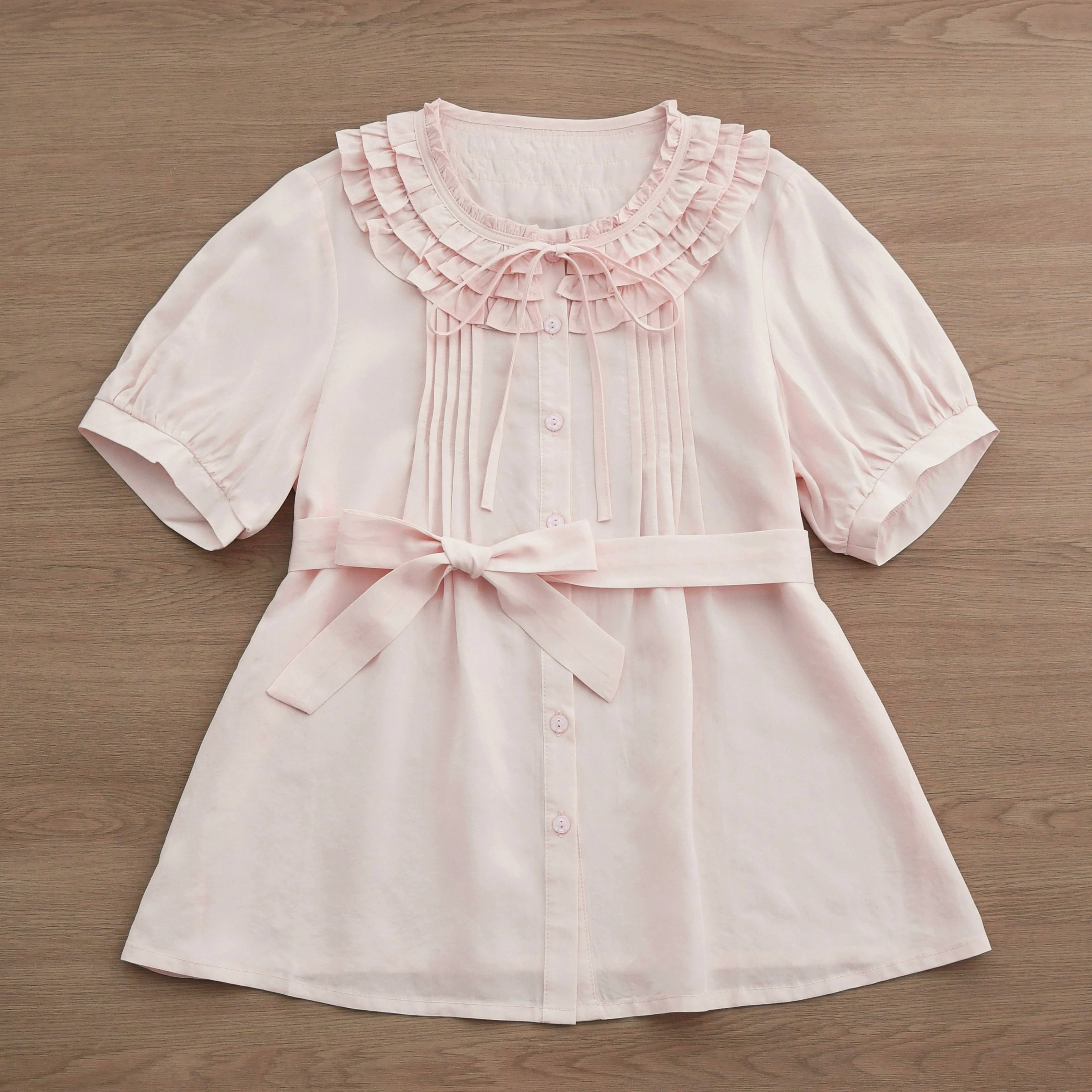 Vernal Stream - Lightweight Kawaii Lolita Blouse, Detachable Waist Tie - Image 10