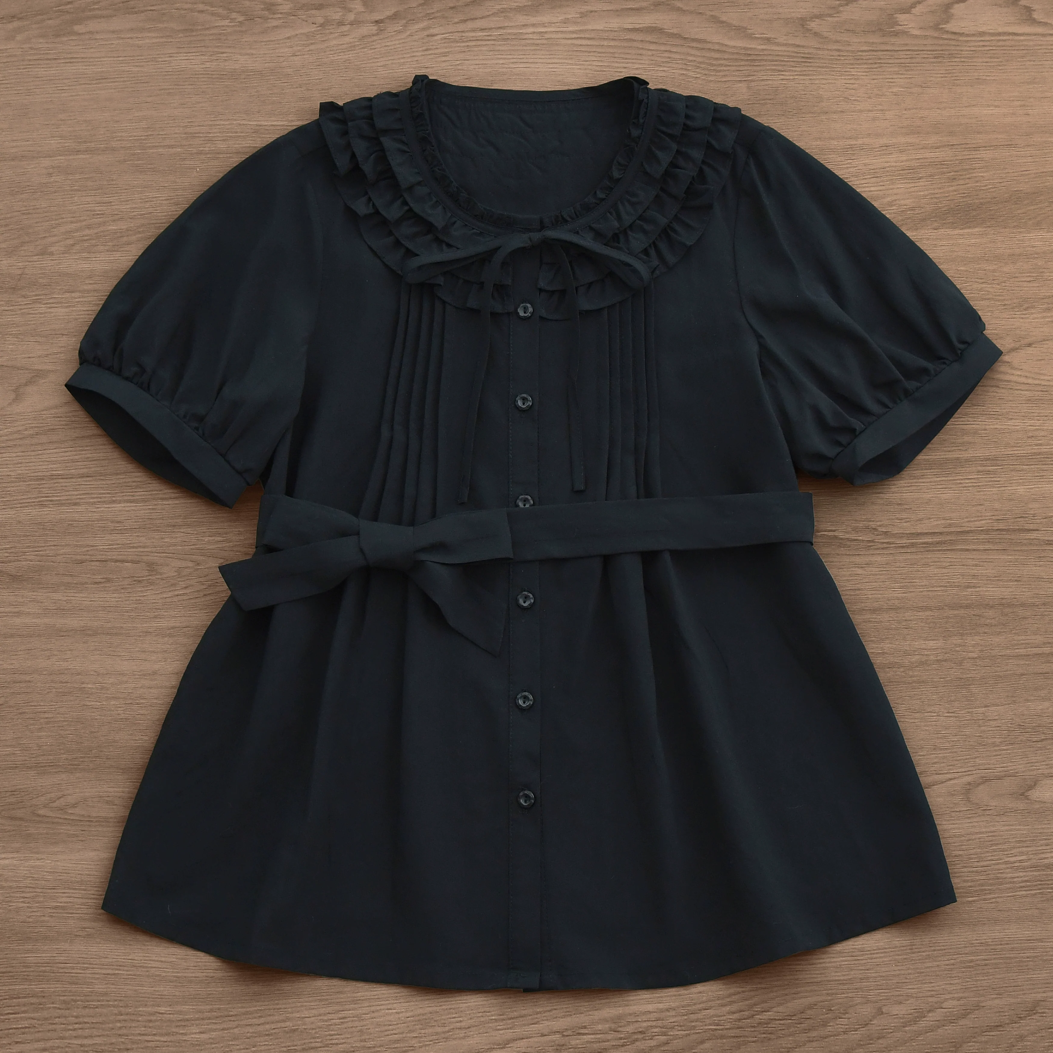 Vernal Stream - Lightweight Kawaii Lolita Blouse, Detachable Waist Tie - Image 11