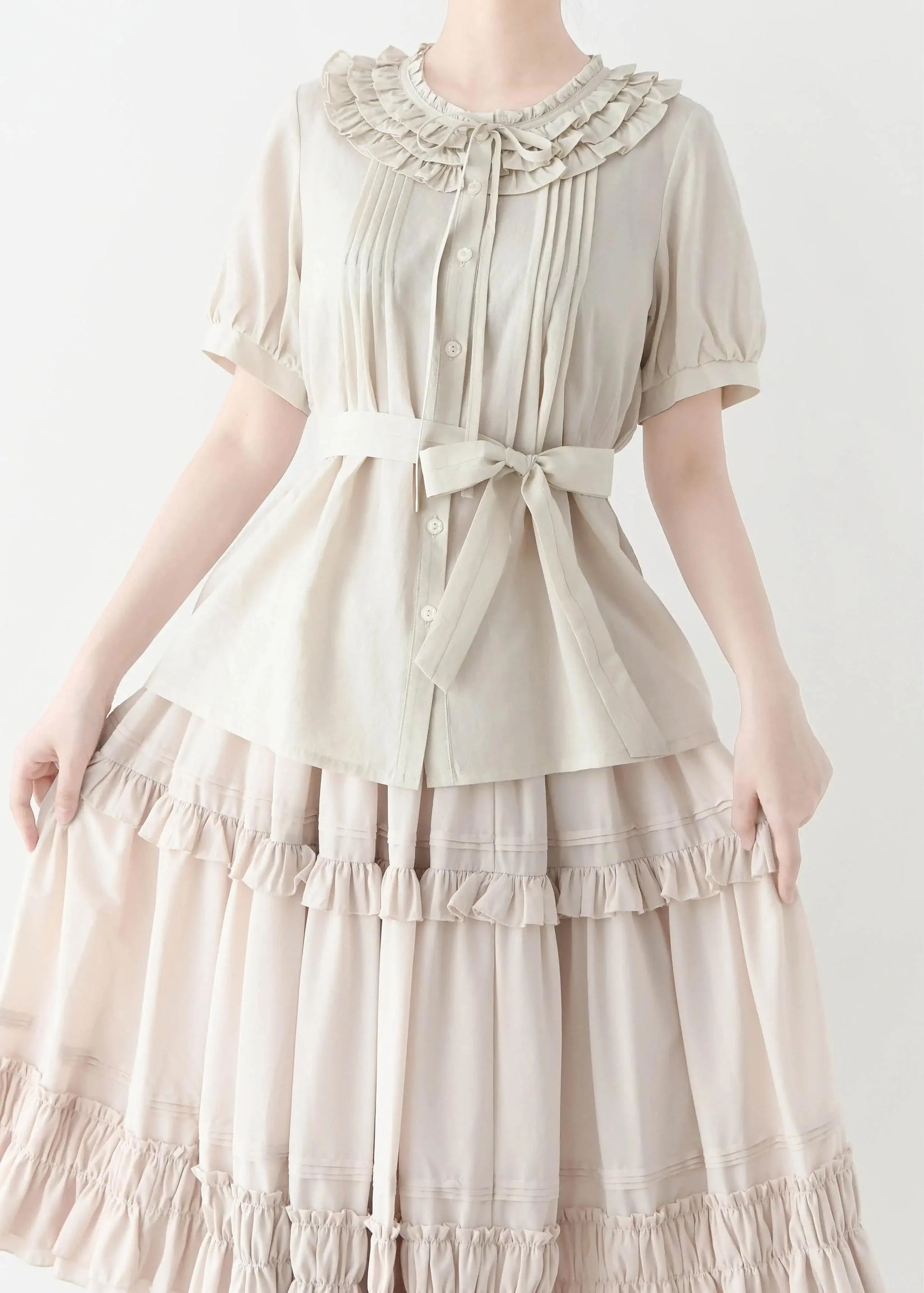 Vernal Stream - Lightweight Kawaii Lolita Blouse, Detachable Waist Tie - Image 5