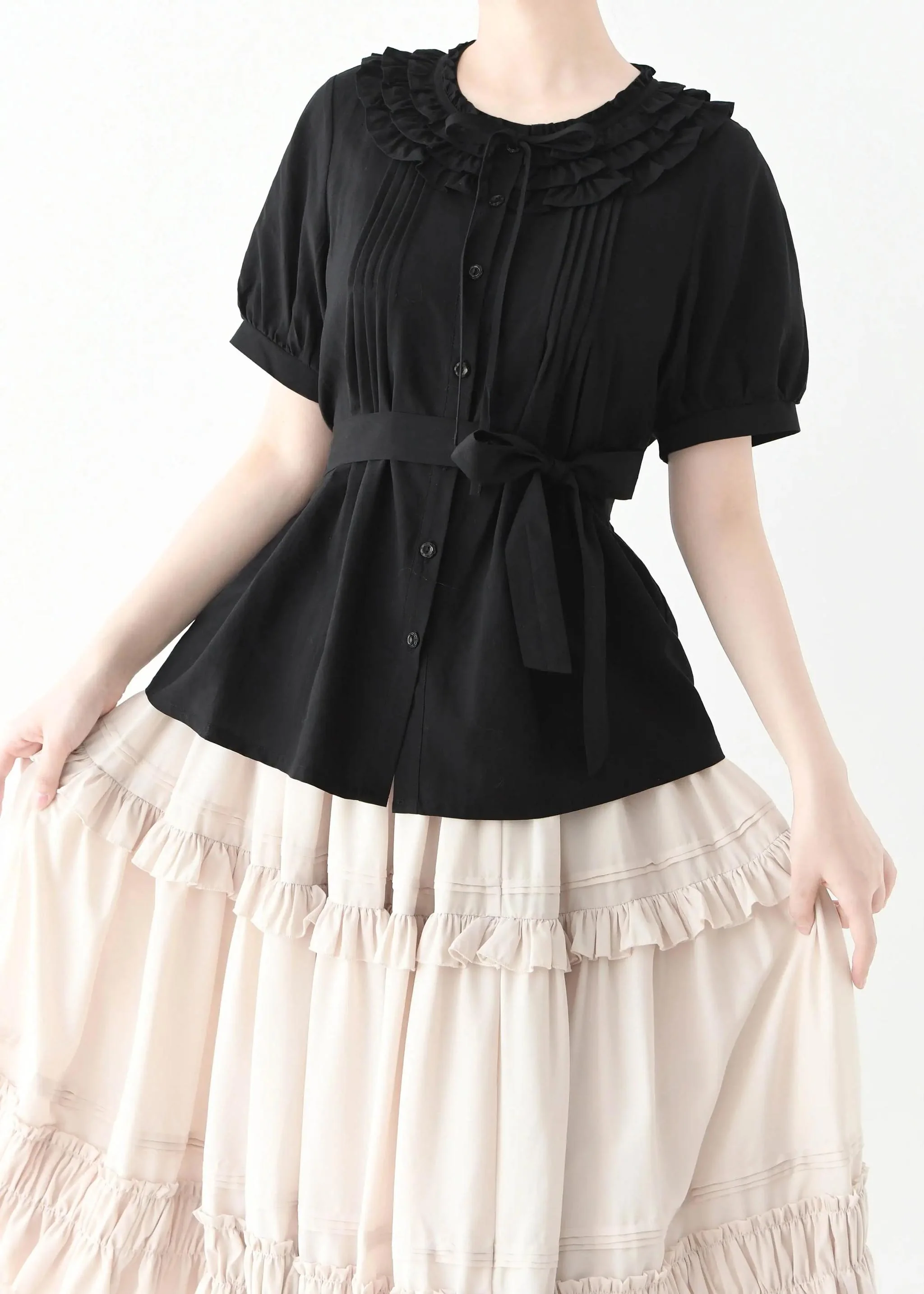 Vernal Stream - Lightweight Kawaii Lolita Blouse, Detachable Waist Tie - Image 6