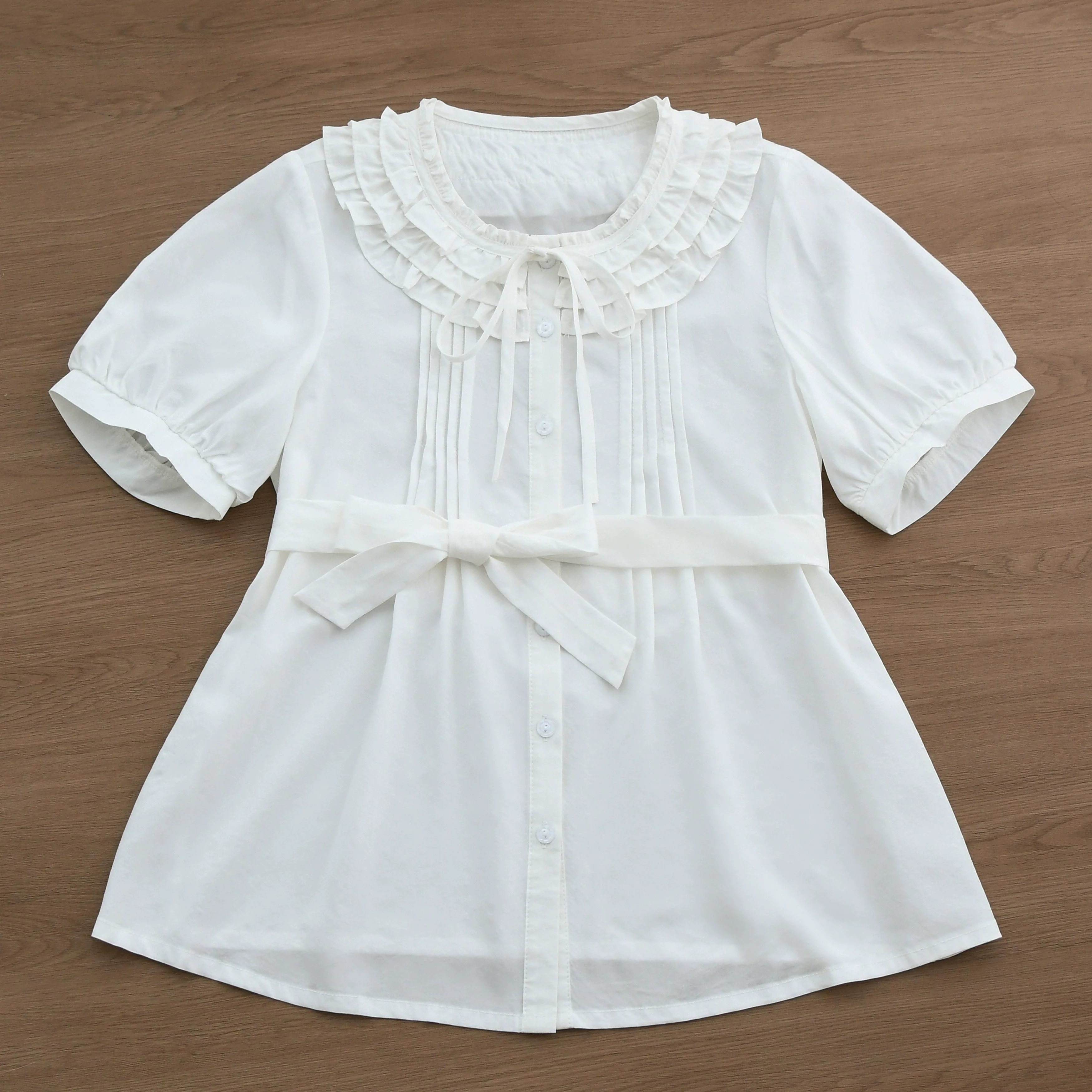 Vernal Stream - Lightweight Kawaii Lolita Blouse, Detachable Waist Tie - Image 8