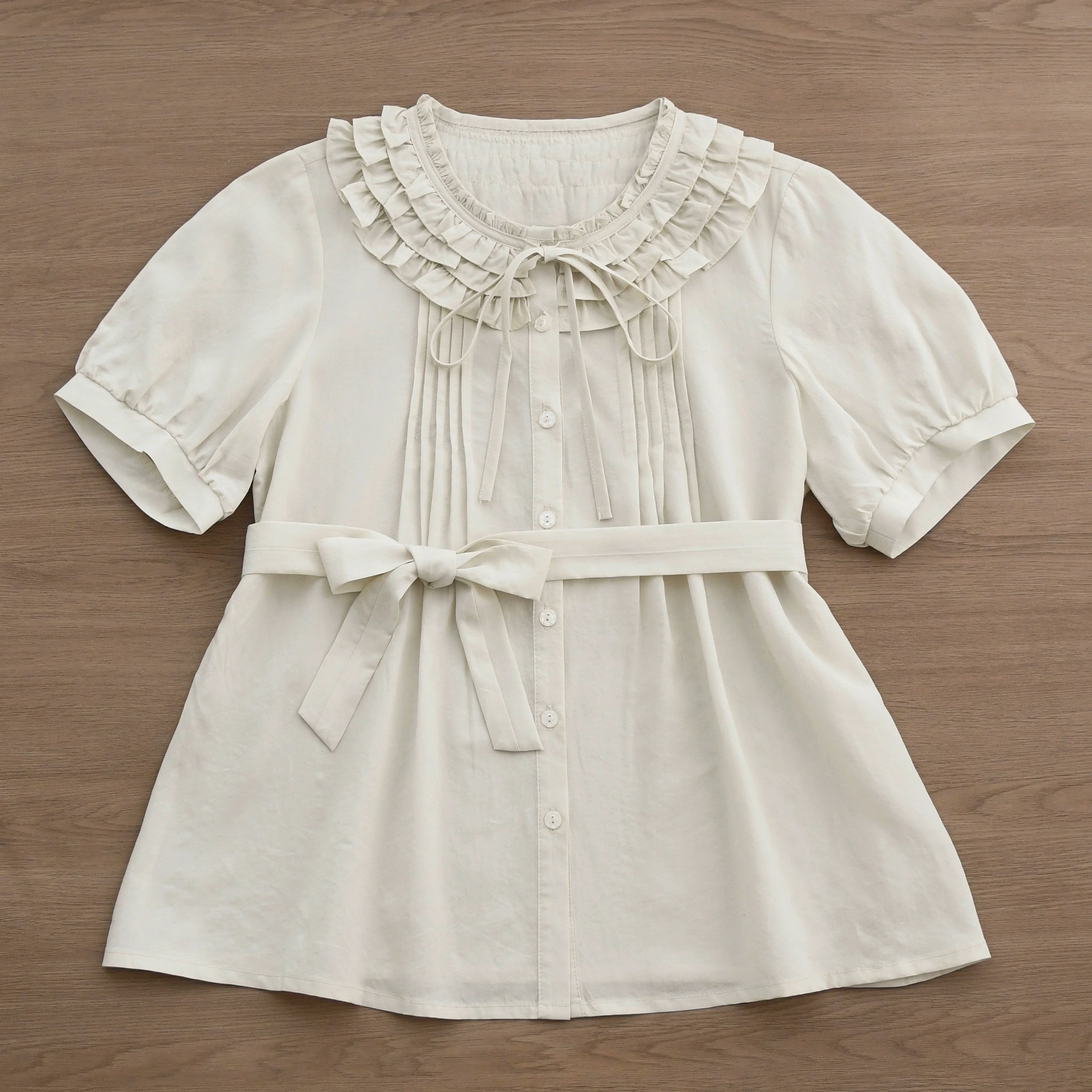 Vernal Stream - Lightweight Kawaii Lolita Blouse, Detachable Waist Tie - Image 9