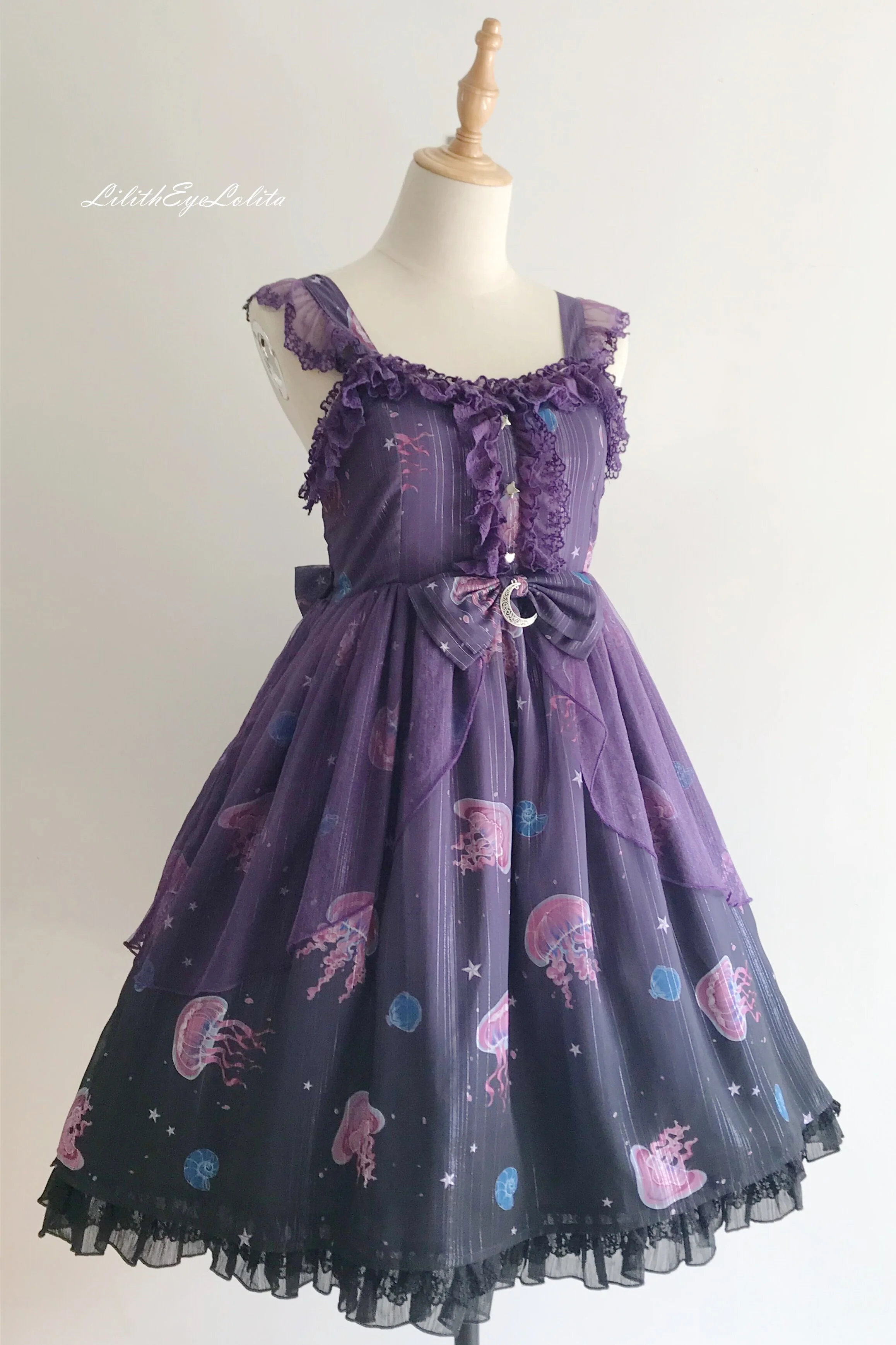 Jellyfish Meteor - Chiffon Fairy Jellyfish Printed Lolita JSK