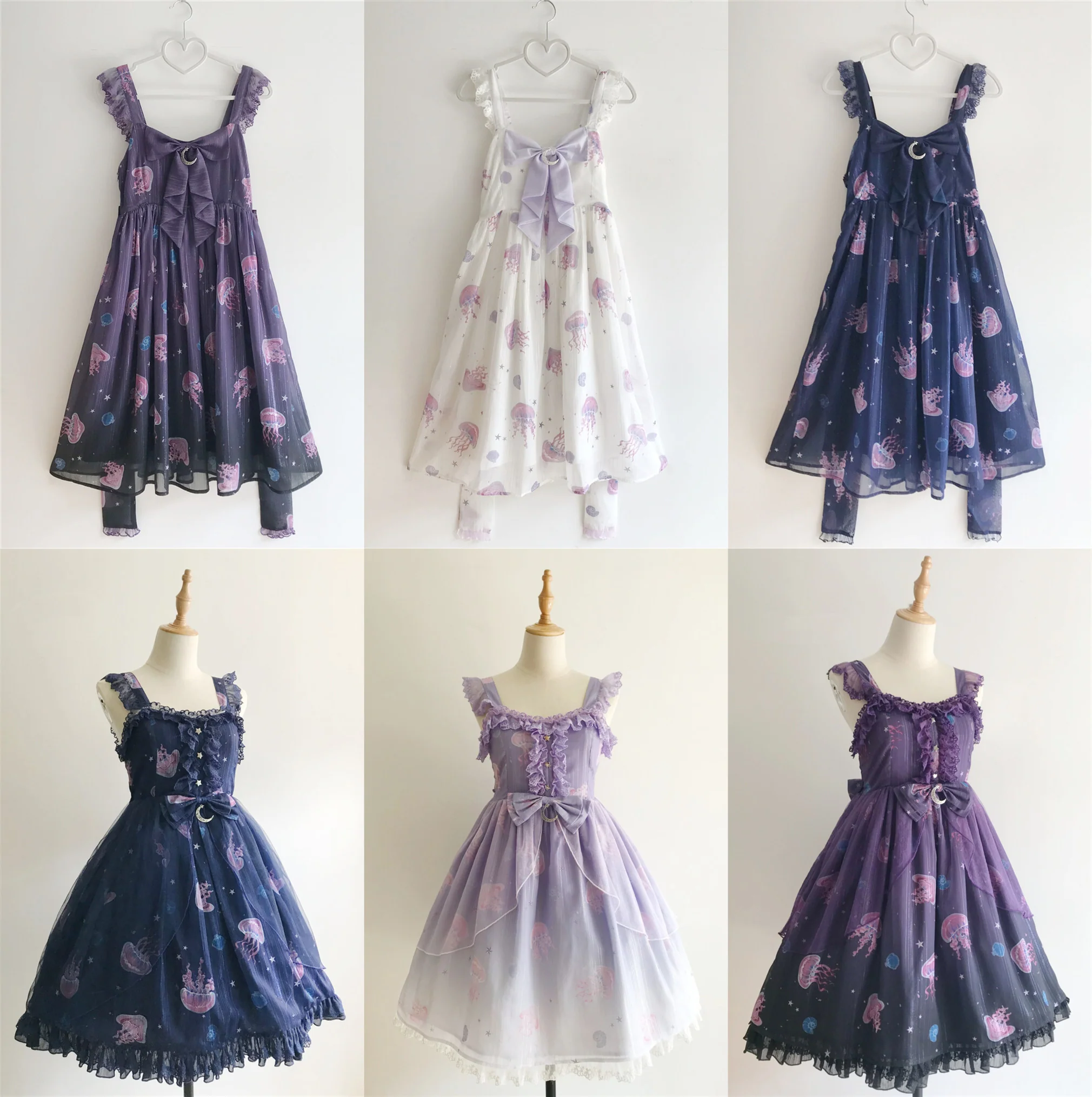 Jellyfish Meteor - Chiffon Fairy Jellyfish Printed Lolita JSK - Image 24