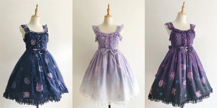 Jellyfish Meteor - Chiffon Fairy Jellyfish Printed Lolita JSK - Image 25