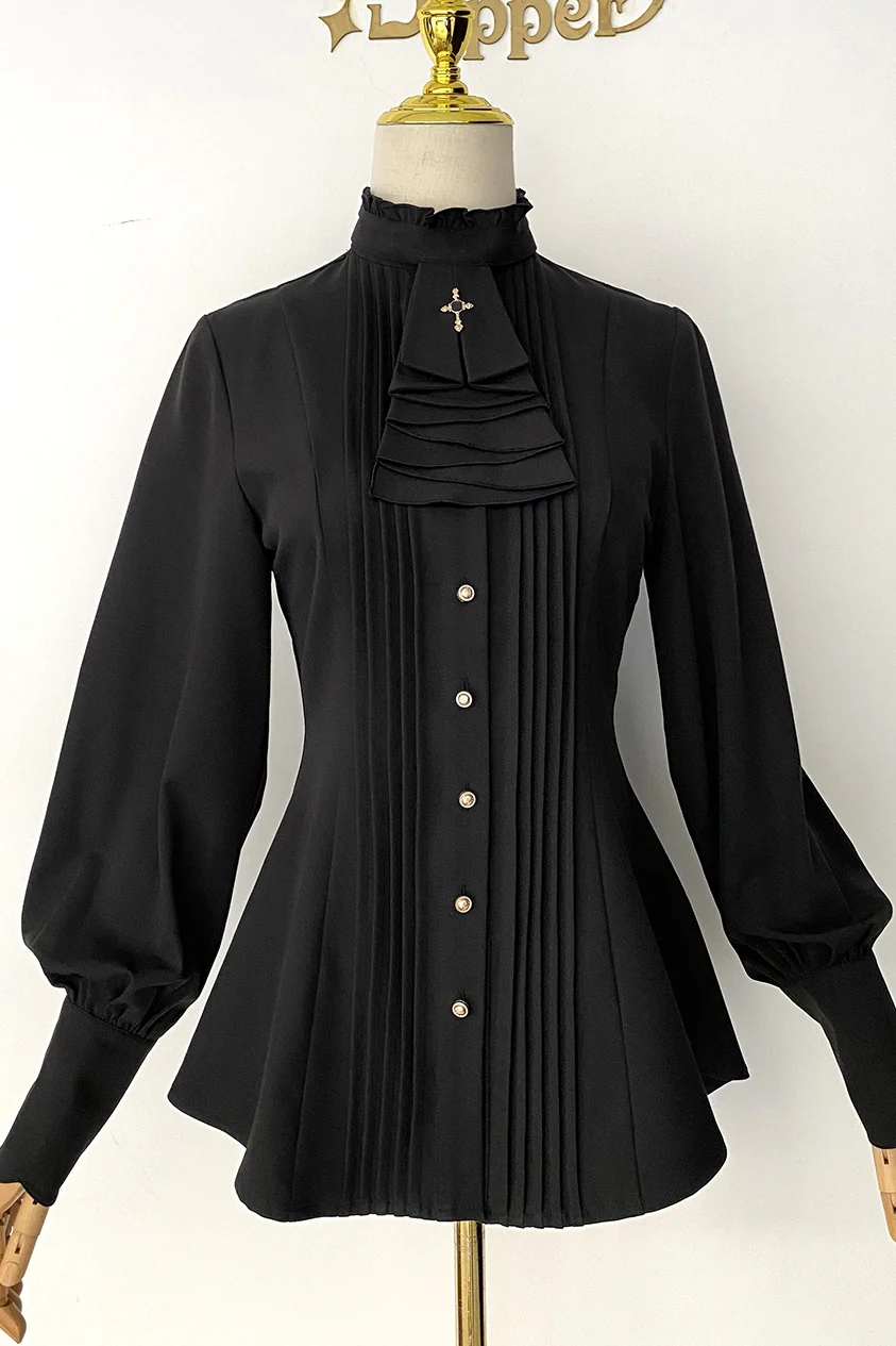 Elegant Lolita Mutton Sleeve Stand Collar Blouse - Image 27