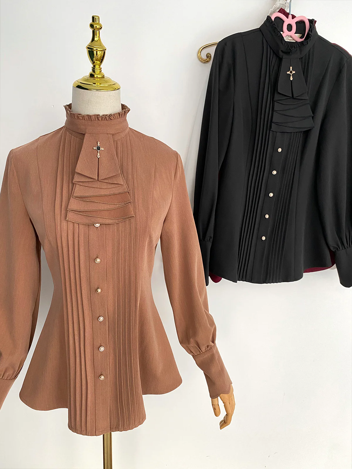 Elegant Lolita Mutton Sleeve Stand Collar Blouse - Image 9