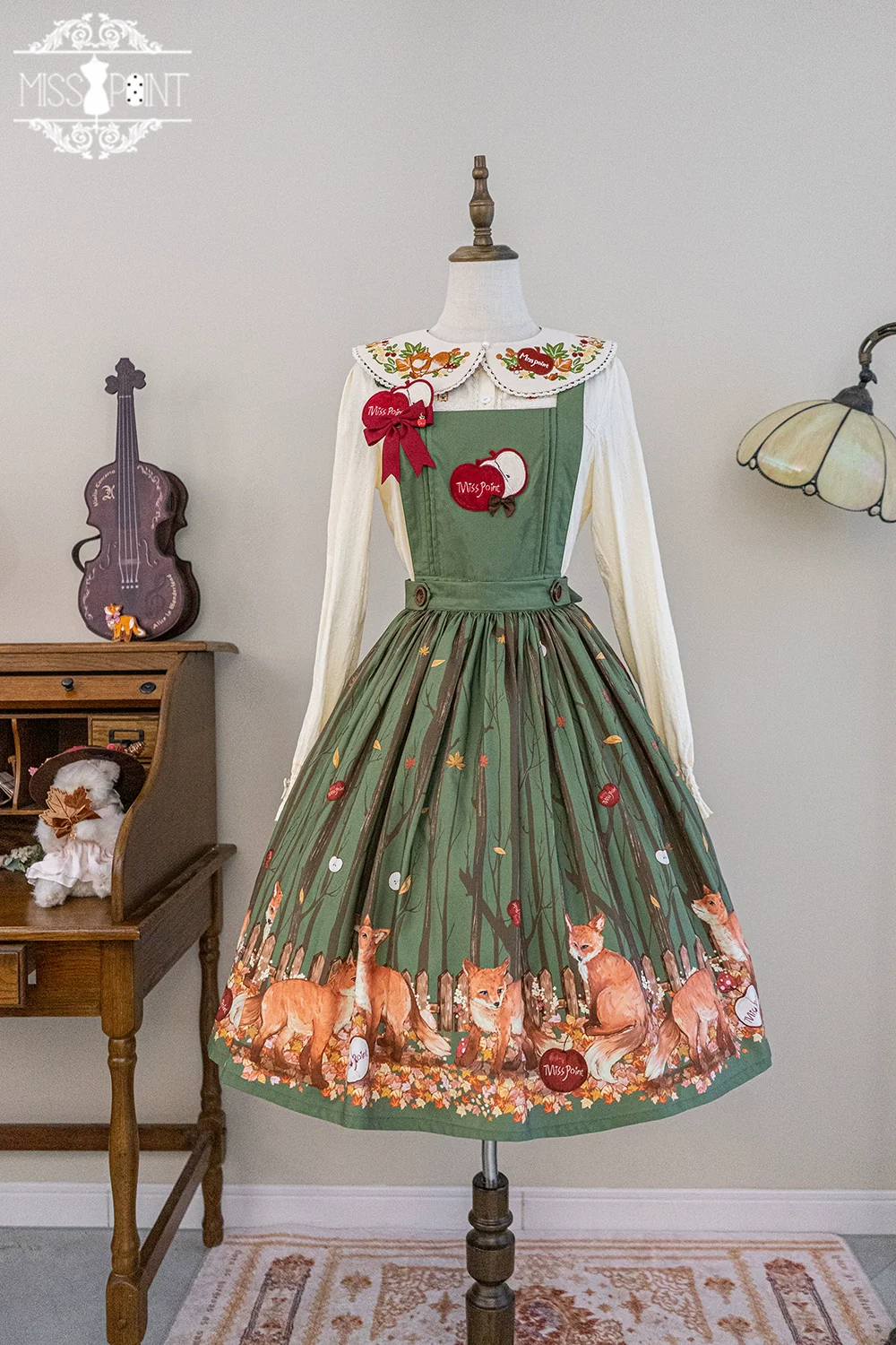 Chubby Fox in the Forest - Kawaii Lolita Accessories Knitted Fox Scarf Embroidered Faux Collar - Image 14