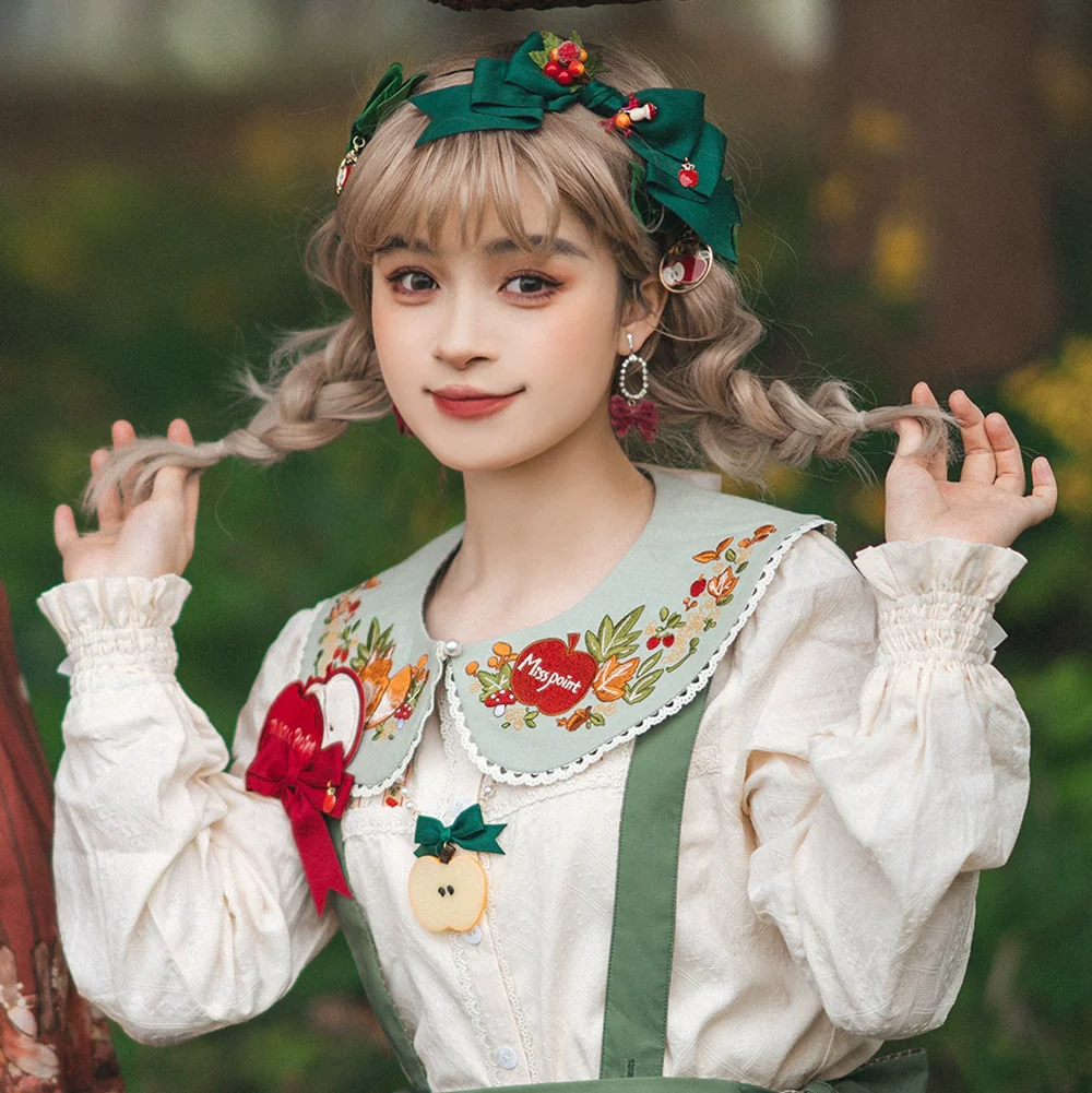 Chubby Fox in the Forest - Kawaii Lolita Accessories Knitted Fox Scarf Embroidered Faux Collar - Image 16