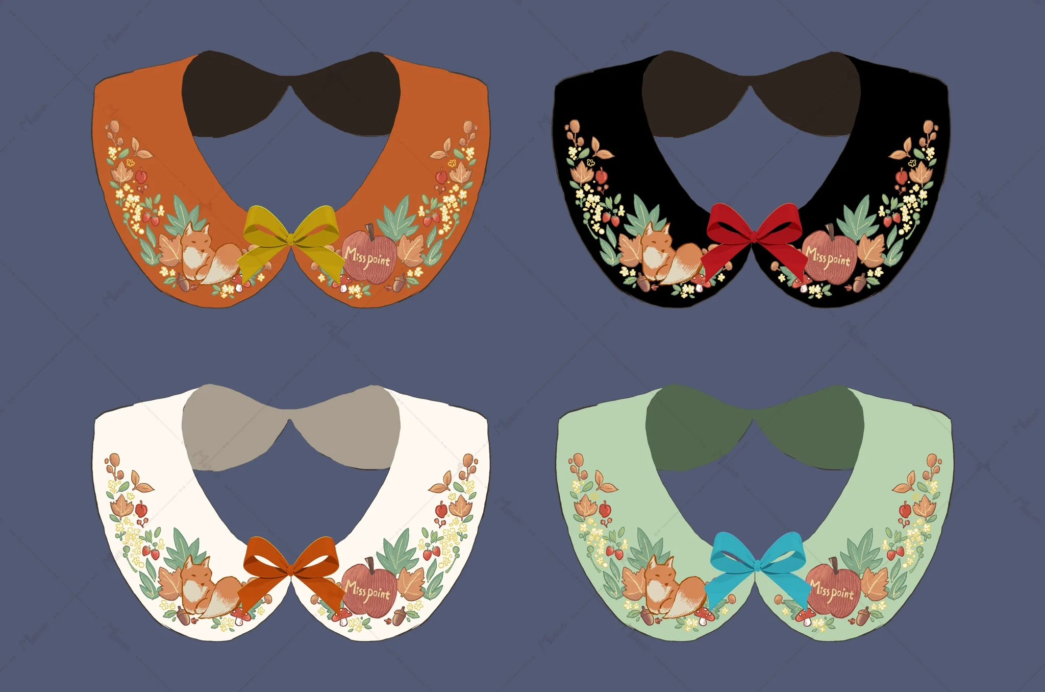 Chubby Fox in the Forest - Kawaii Lolita Accessories Knitted Fox Scarf Embroidered Faux Collar - Image 28